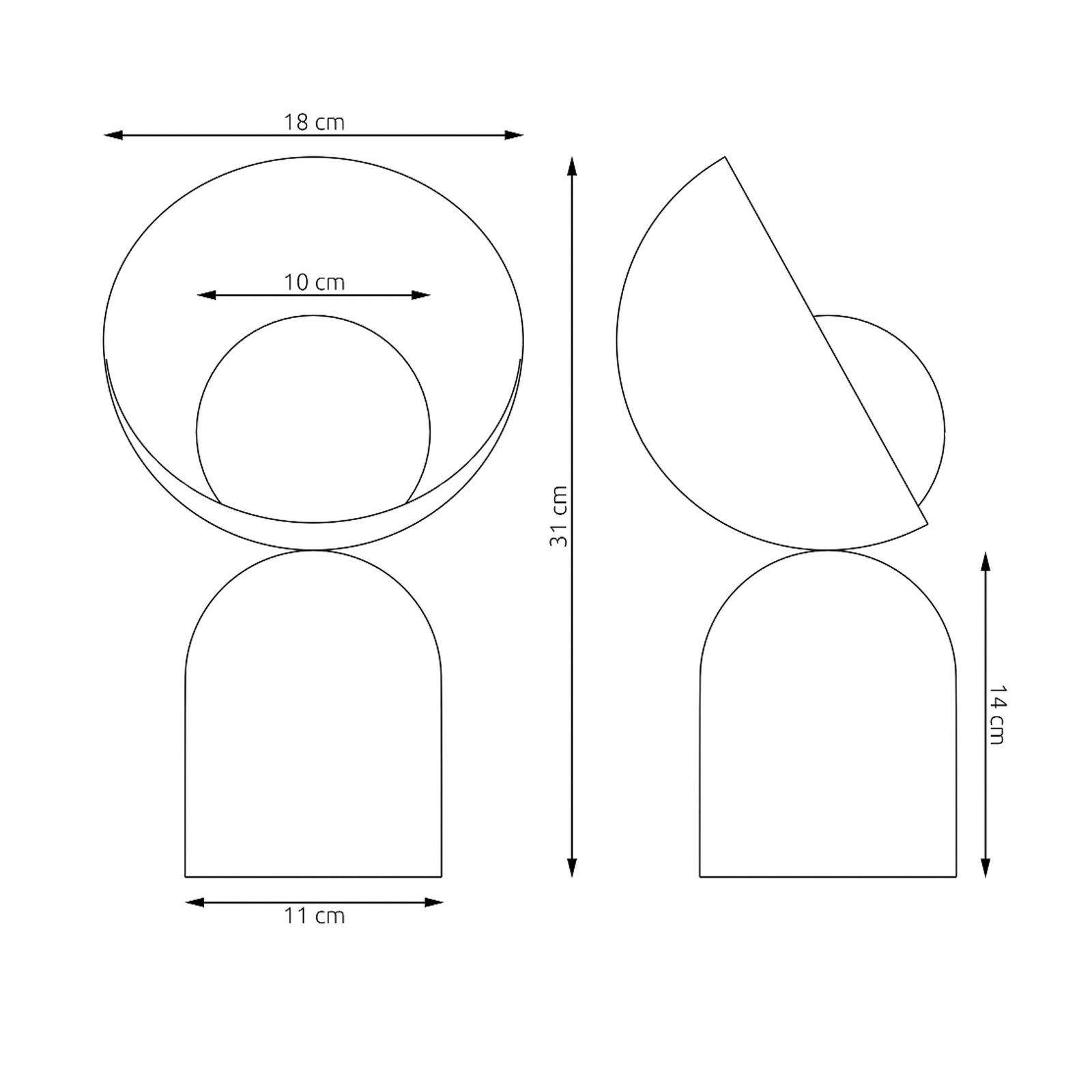 Lámpara de mesa Boto LN1, beige, acero/vidrio, altura 31 cm, G9