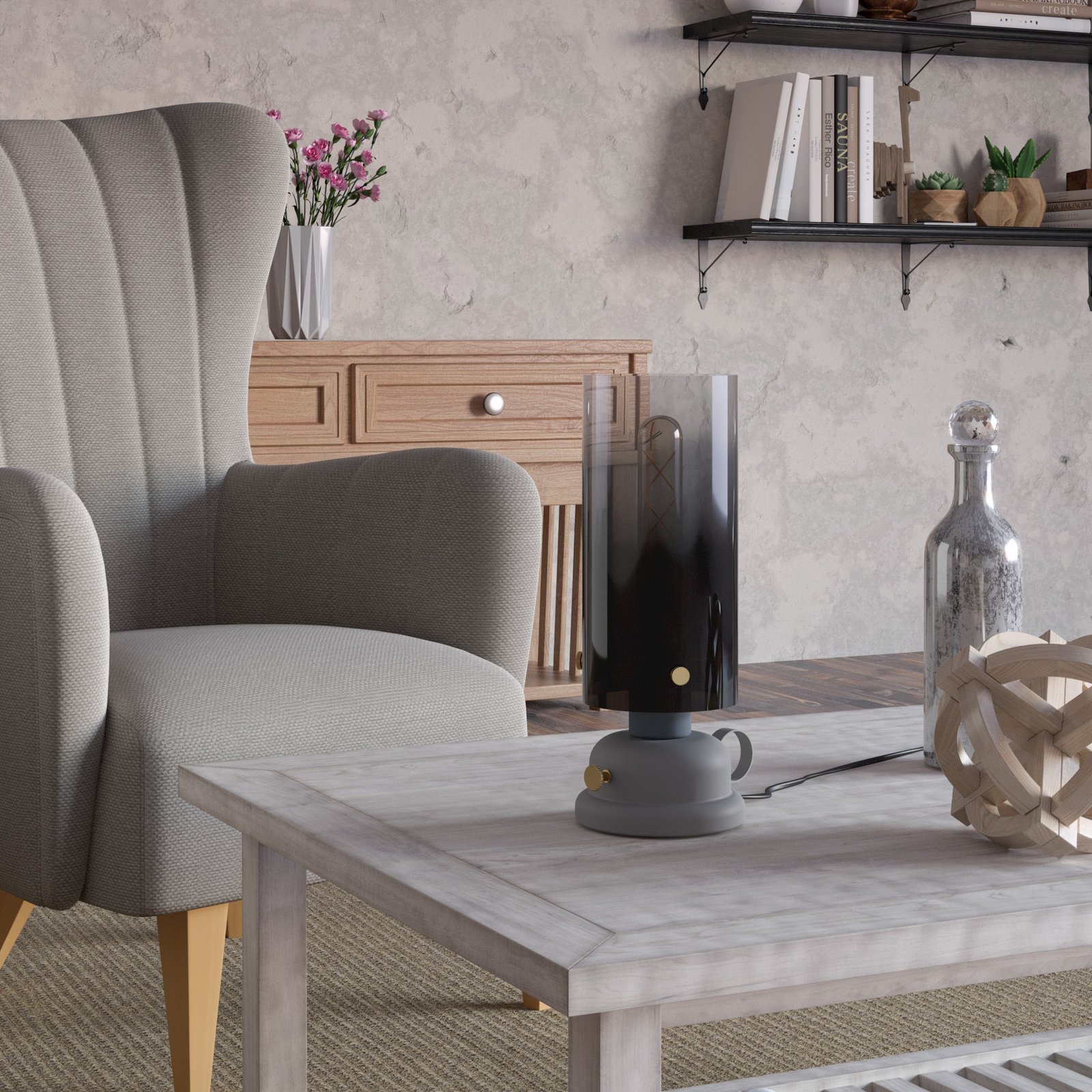 Tischleuchte Gargrave im Öllampen-Design