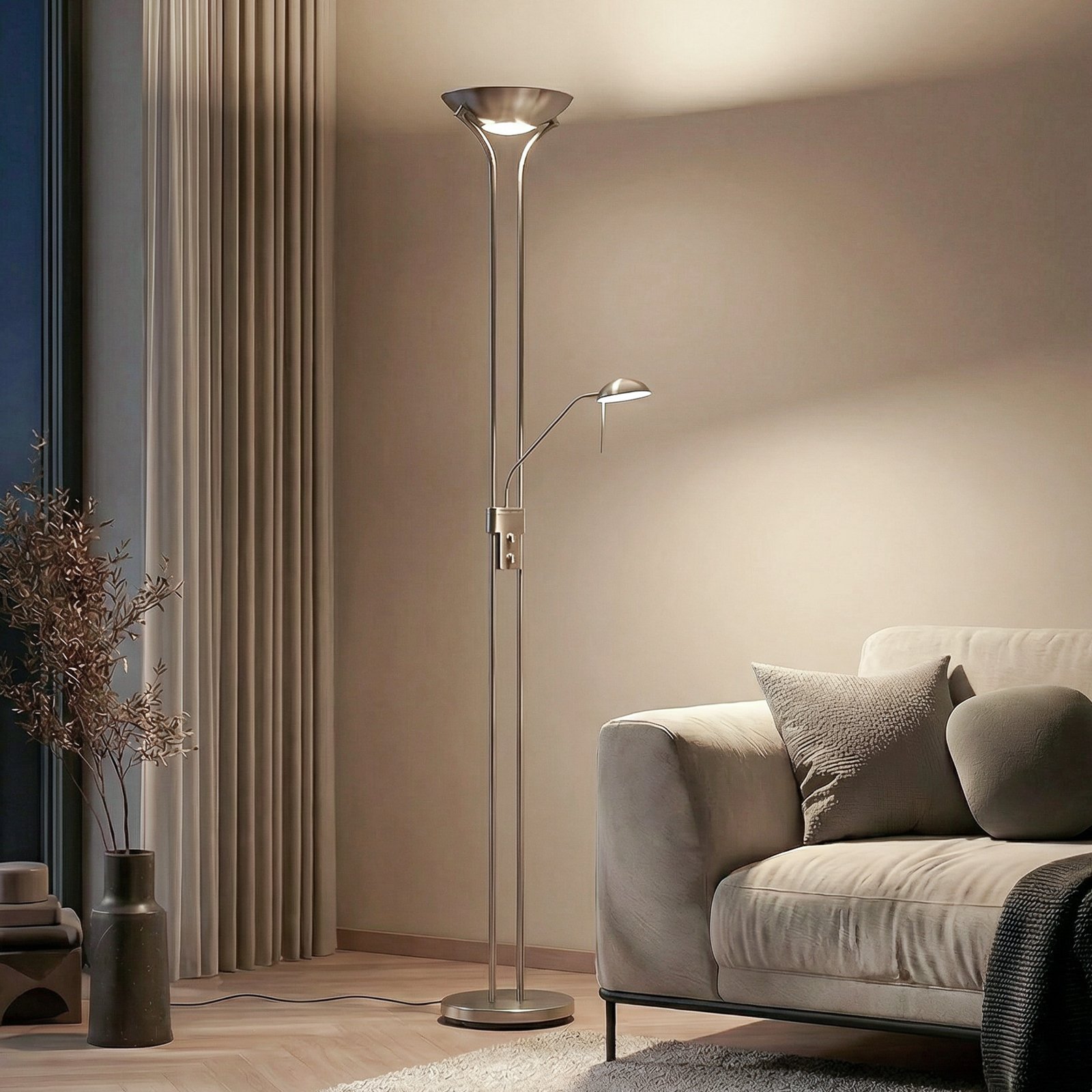 Josefin LED Lampadaire Nickel - Lindby