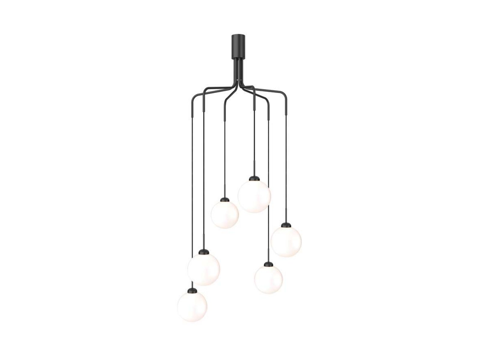 Apiales Cluster 6 Lampadario Satin Black/Opal - Nuura