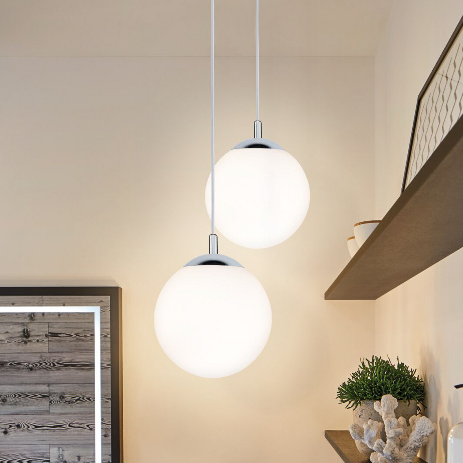 Lampă suspendată Paulmann Globe alb satinat/crom Ø 20 cm IP44 - Baie - Modern - alb satinat crom - Sticlă