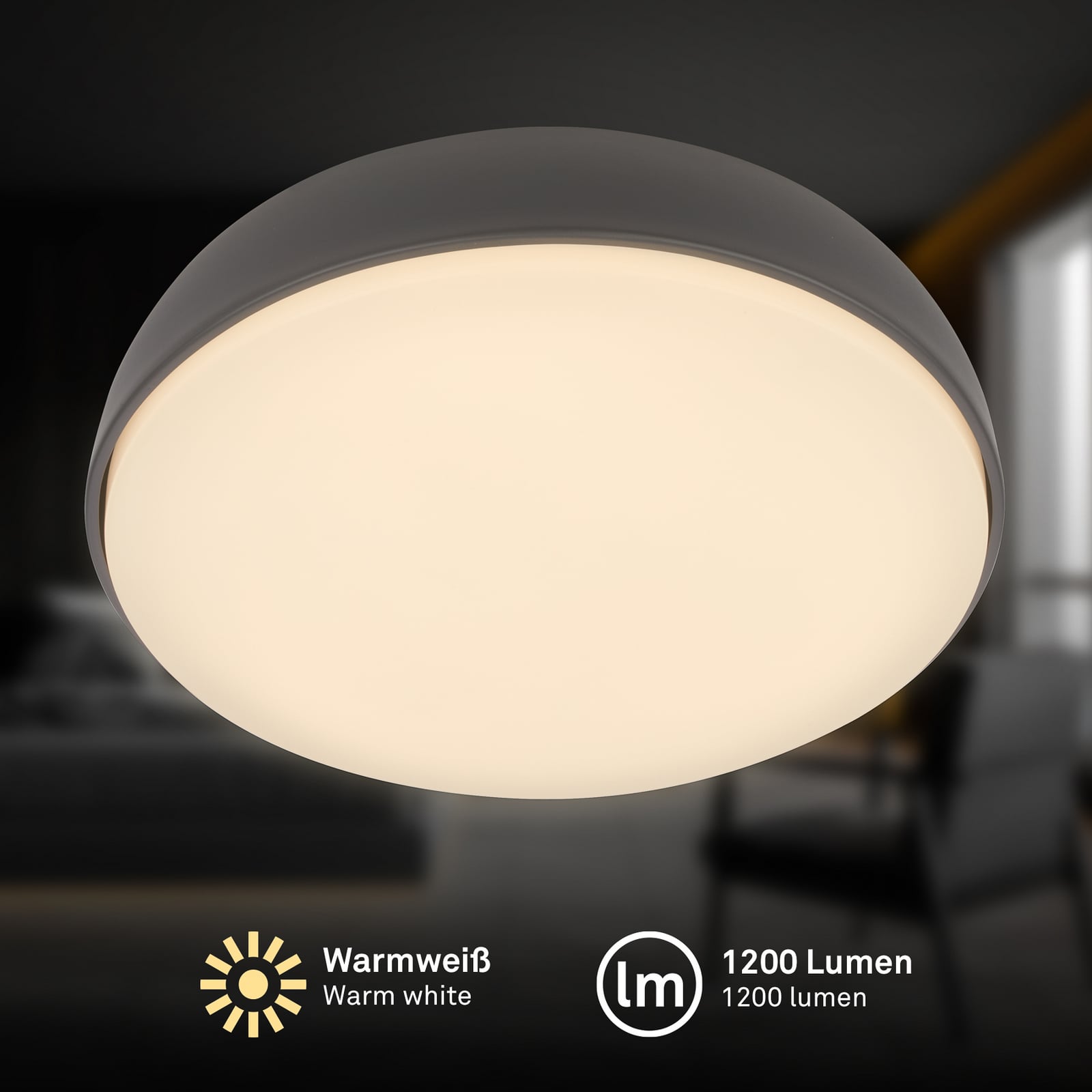 LED-taklampa Nikan, antracit, Ø 28,5 cm, 3 000 K