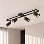 Lindby Deckenstrahler Bravius, schwarz, 4-flammig, Eisen