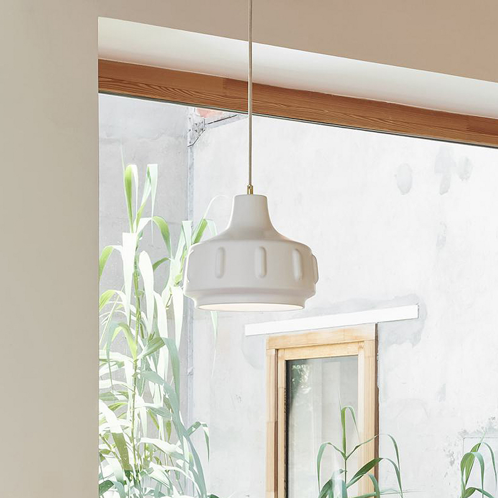 MARKET SET Lampă suspendată Jimmy Ø 25 cm alb ceramică - Camera de zi / sufragerie - design - alb alamă