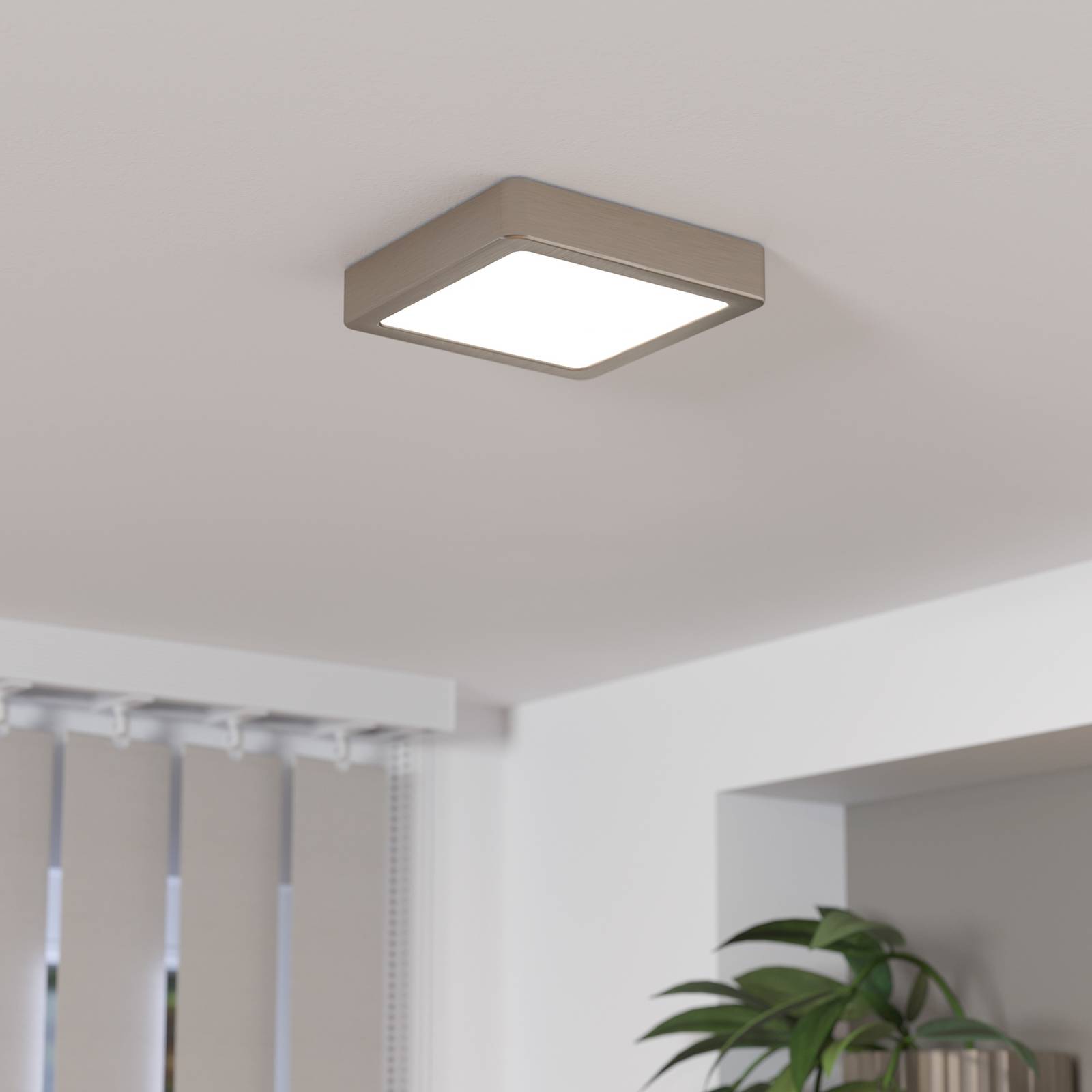 EGLO LED opbouwpaneel Fueva 5 IP20 830 nikkel 16x16cm