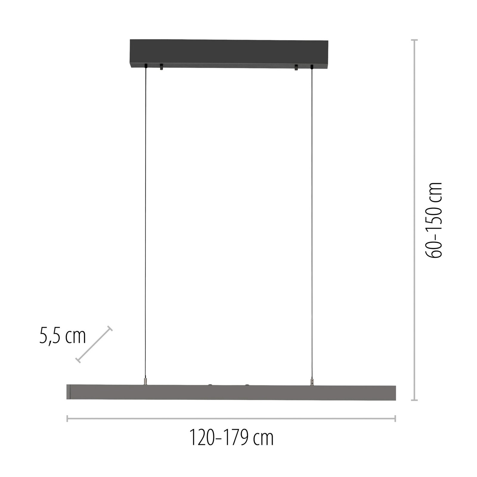 Lámpara colgante LED Adriana Comfort Lift de Paul Neuhaus, gris, CCT