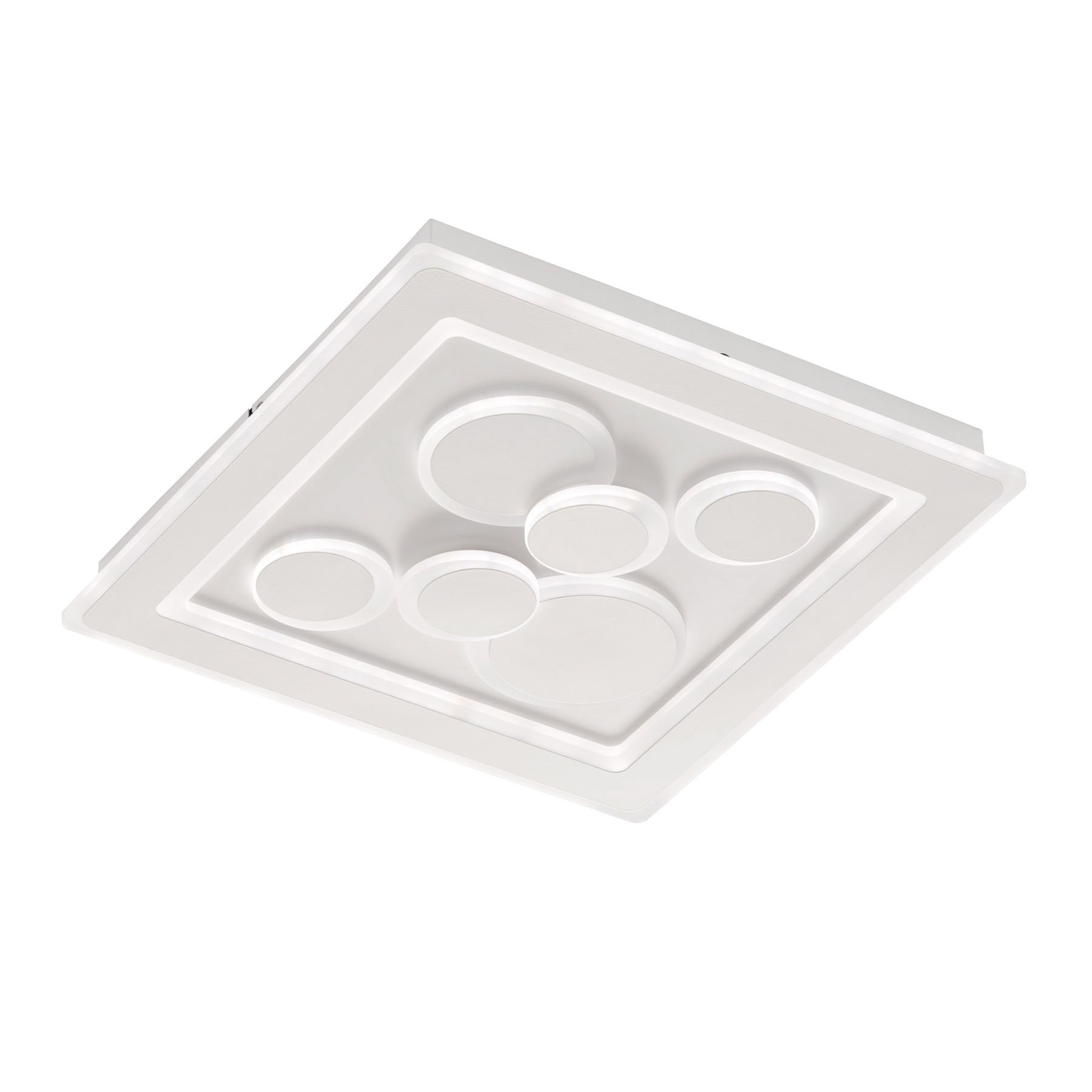 Fischer & Honsel Ratio LED ceiling light, dimmable, six circles, for Living / Dining Room, metal, acrylic, 49 W, energy efficiency: A+, L: 50.1 cm, W: 50.1 cm, H: 5.3 cm