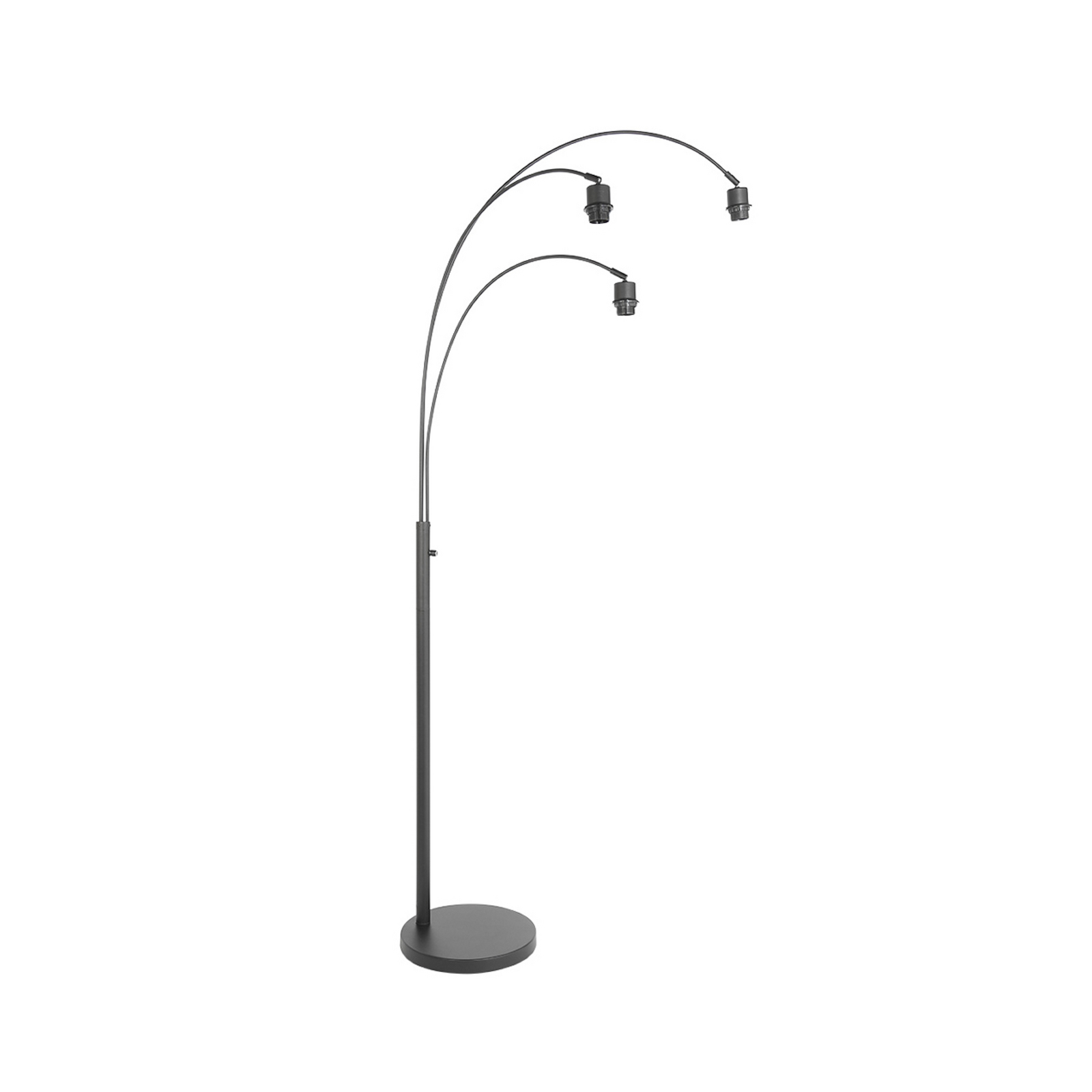 Lámpara de pie Nox Light de 3 luces, negra, con varillas de bambú, E27