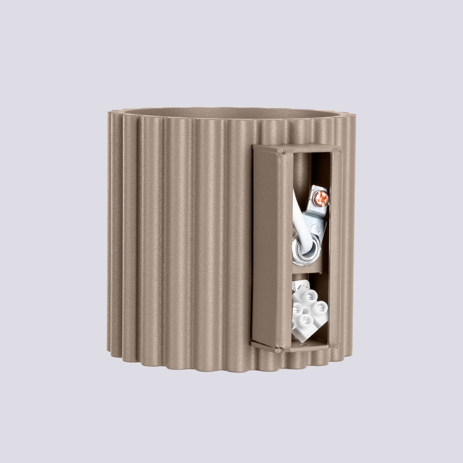 Aura-seinävalaisin, taupe, Ø10 cm, G9, valo ylös/alas, alumiini Aura-seinävalaisin, taupe, Ø10 cm, G9, valo ylös/alas, alumiini