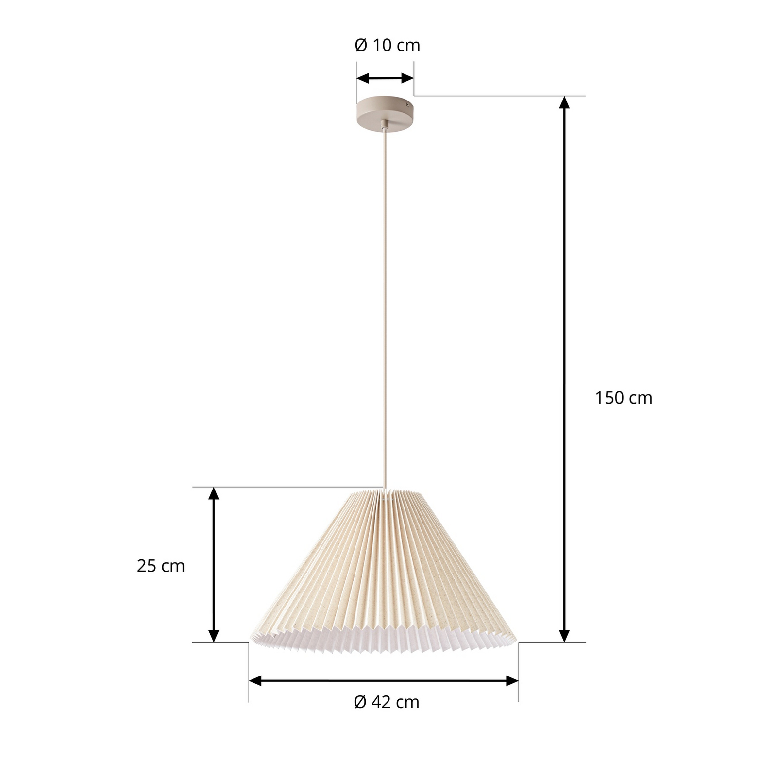Suspension Percy, beige, Ø 42 cm, lin - Nola Suspension Percy, beige, Ø 42 cm, lin - Nola