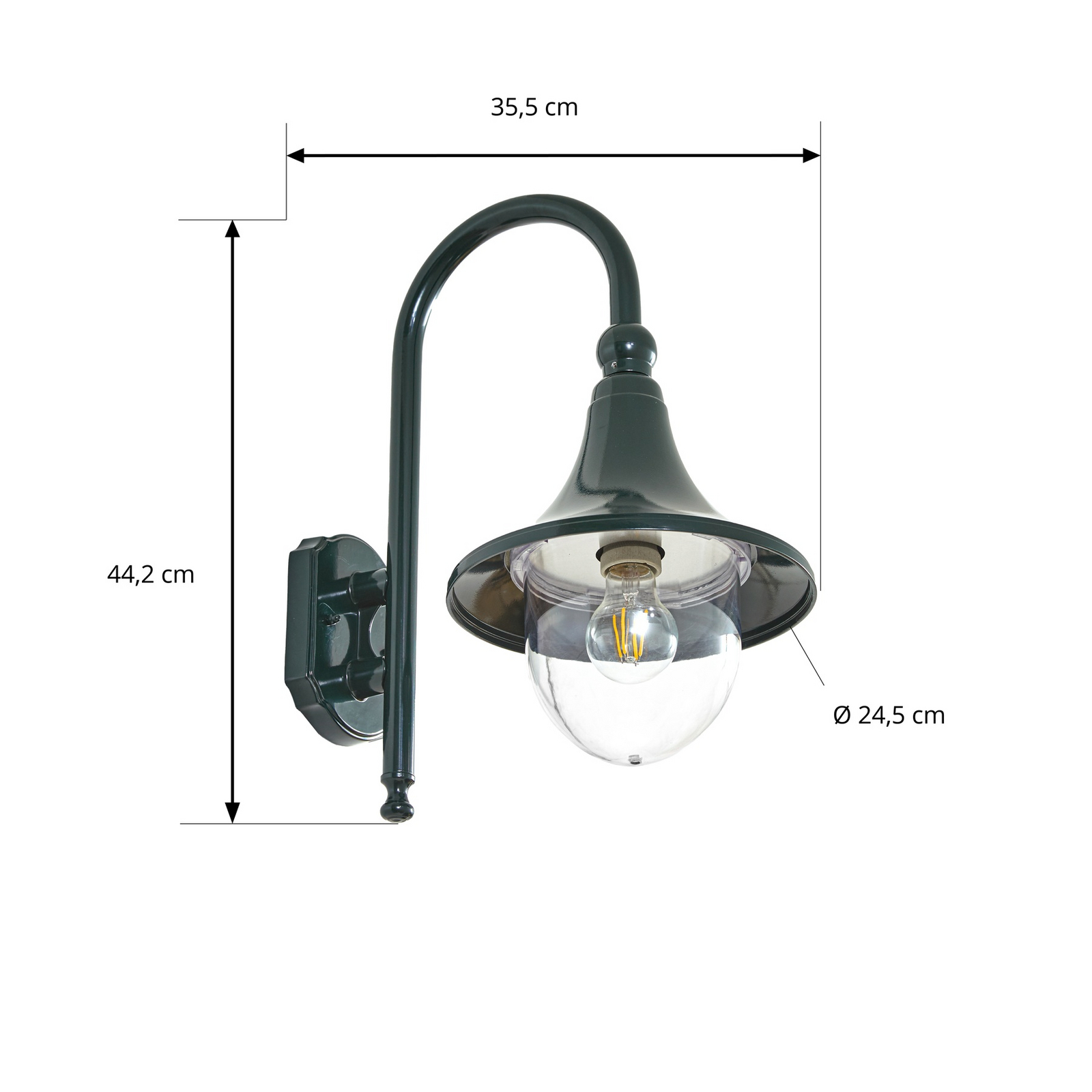 Lindby Candeeiro de parede exterior Daphne, verde, metal, E27, IP44