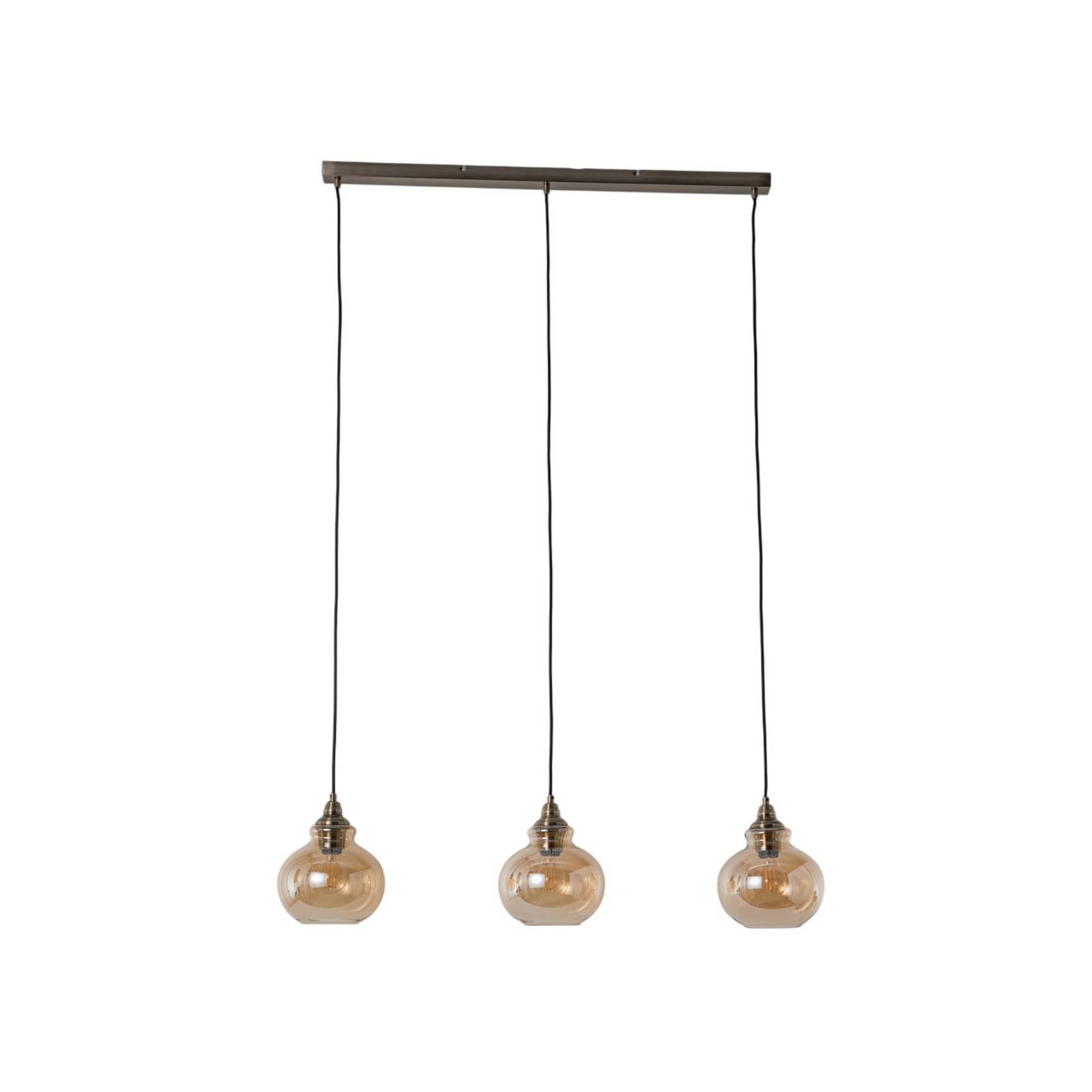 Lindby Pendelleuchte Tymoni, 3-flg., amber, Glas, Ø 20 cm