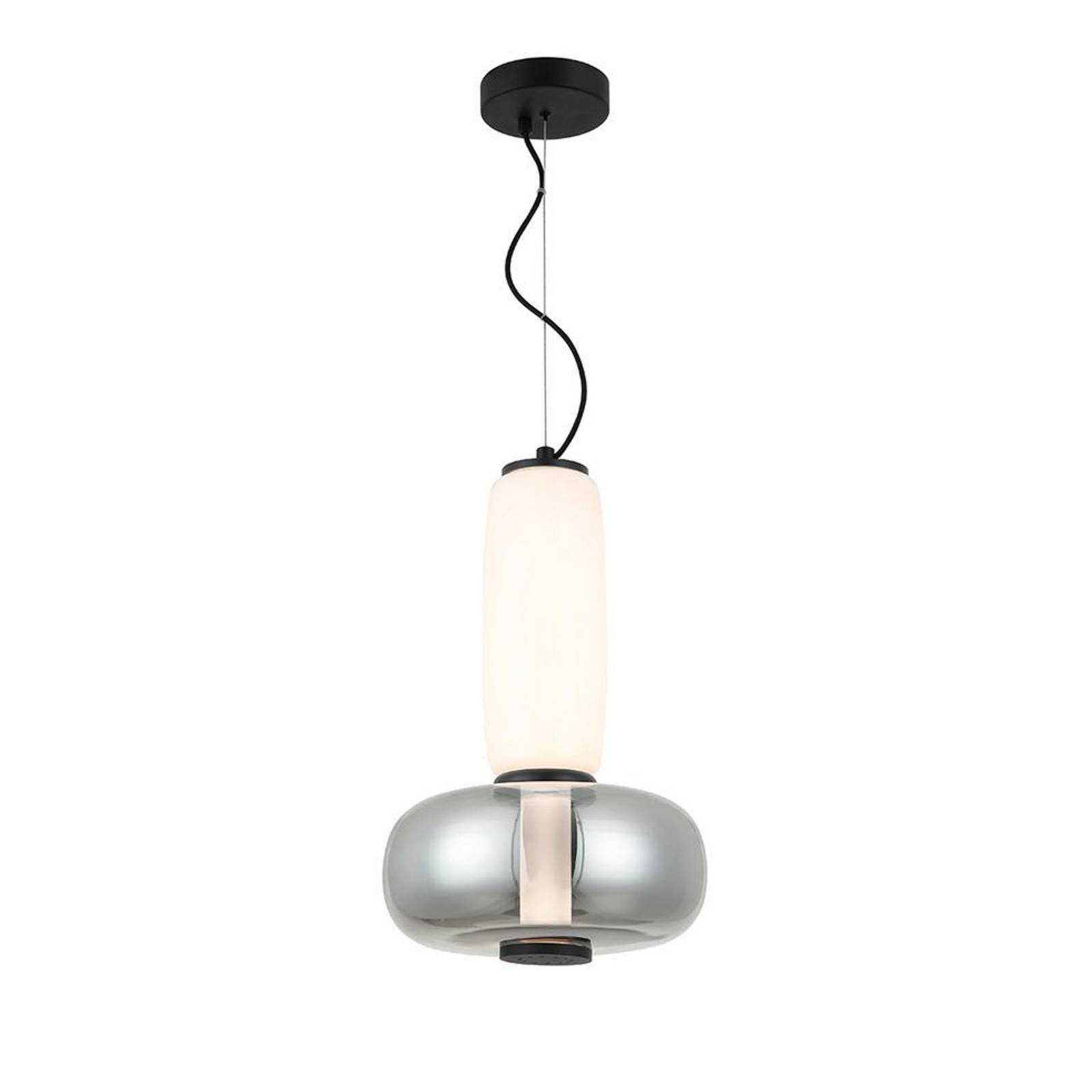 LED-Hängelampe Avery, rauchgrau/weiß, Ø 32 cm, Glas
