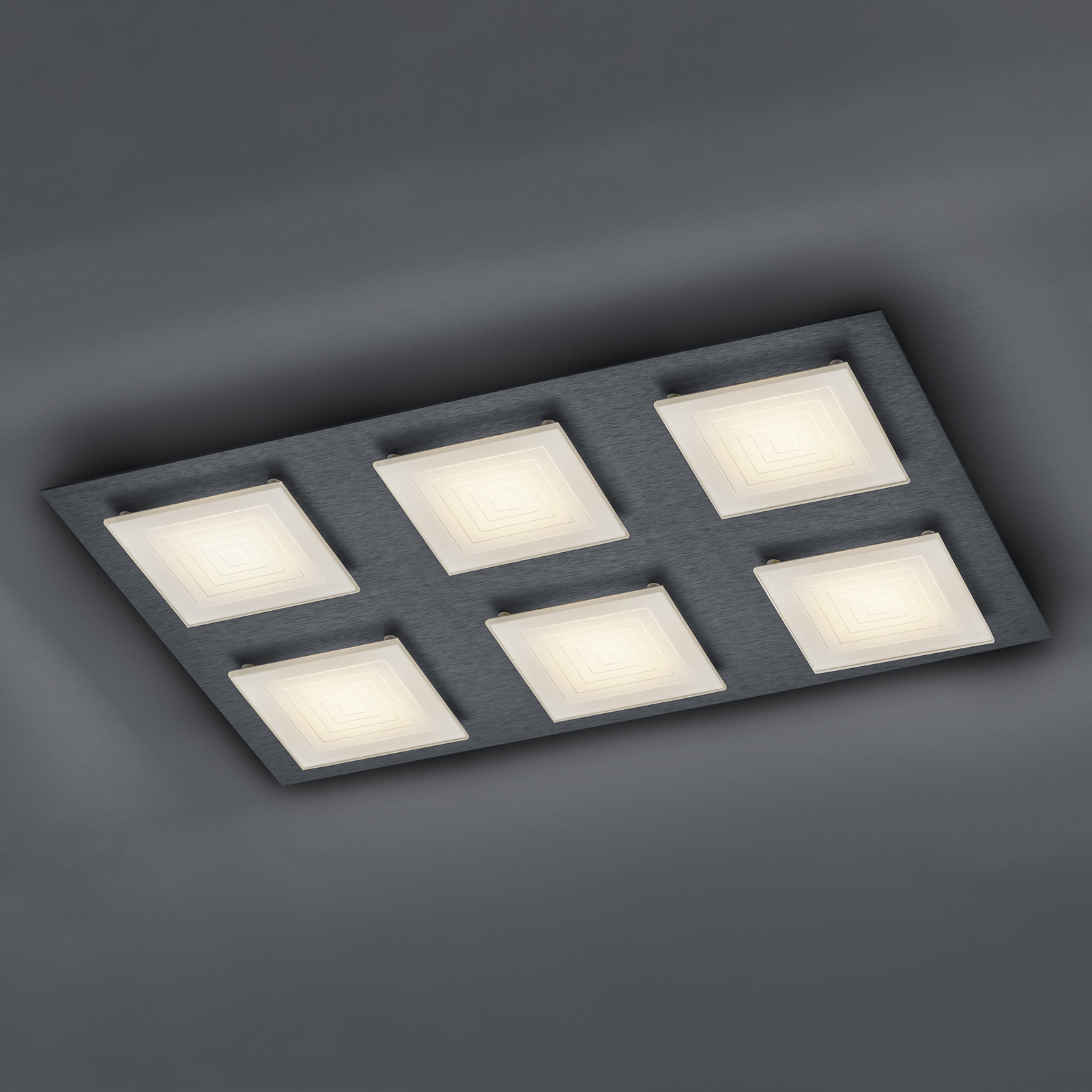 BANKAMP Ino plafonieră LED 6 surse antracit - Camera de zi / sufragerie - modern - antracit mat opal - Metal