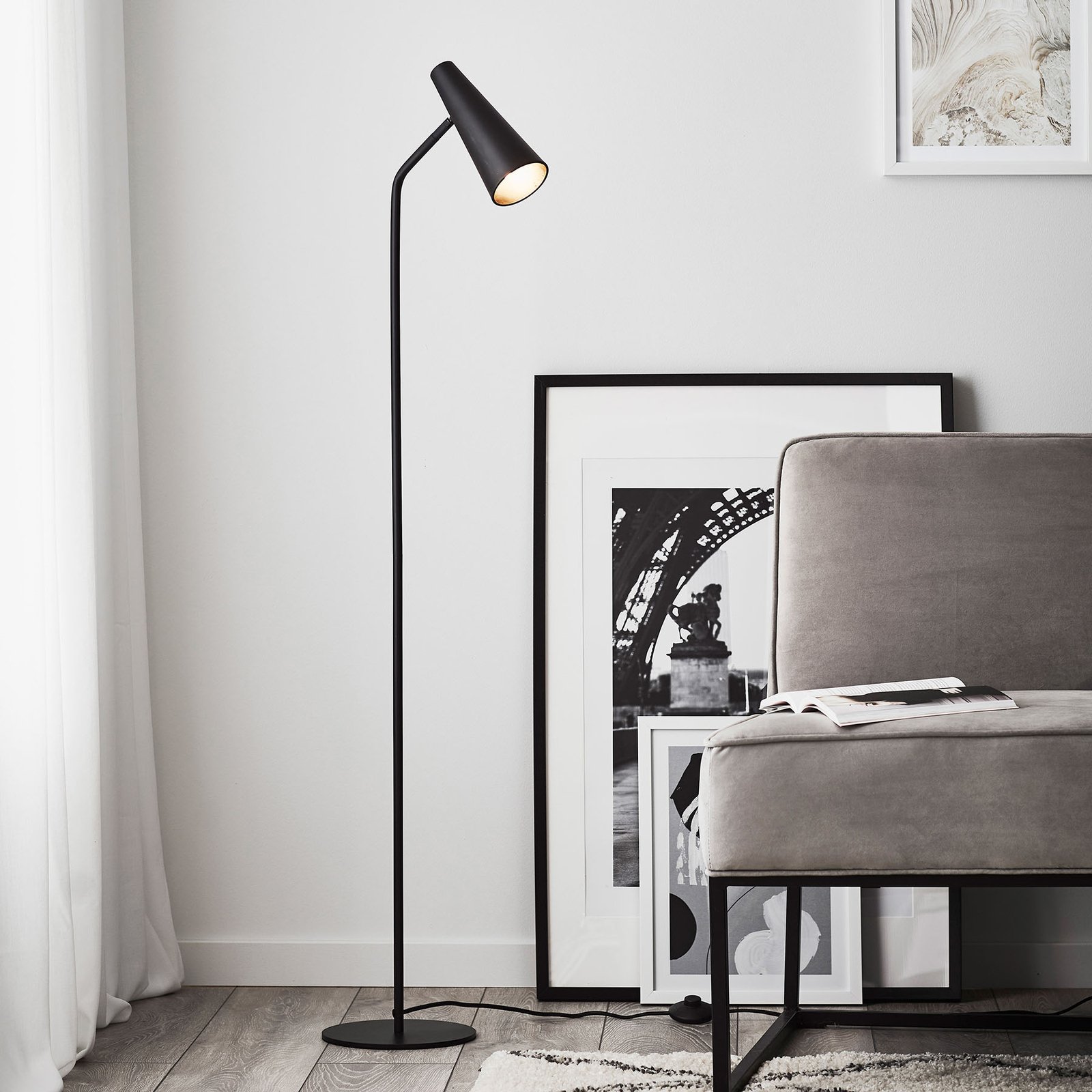 Peak floor lamp, variable, black