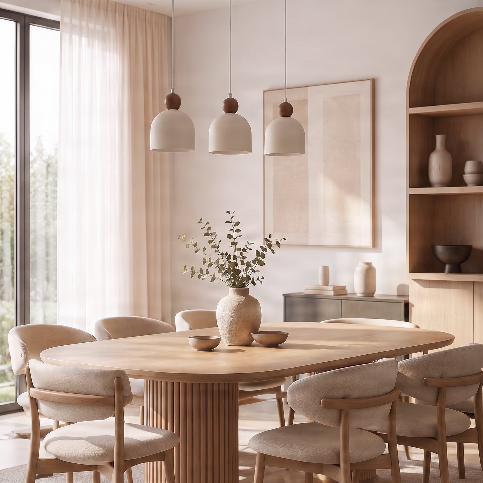 Hängelampe Timon, taupe/beige, Länge 60 cm, Metall, 3-flg. Hängelampe Timon, taupe/beige, Länge 60 cm, Metall, 3-flg.