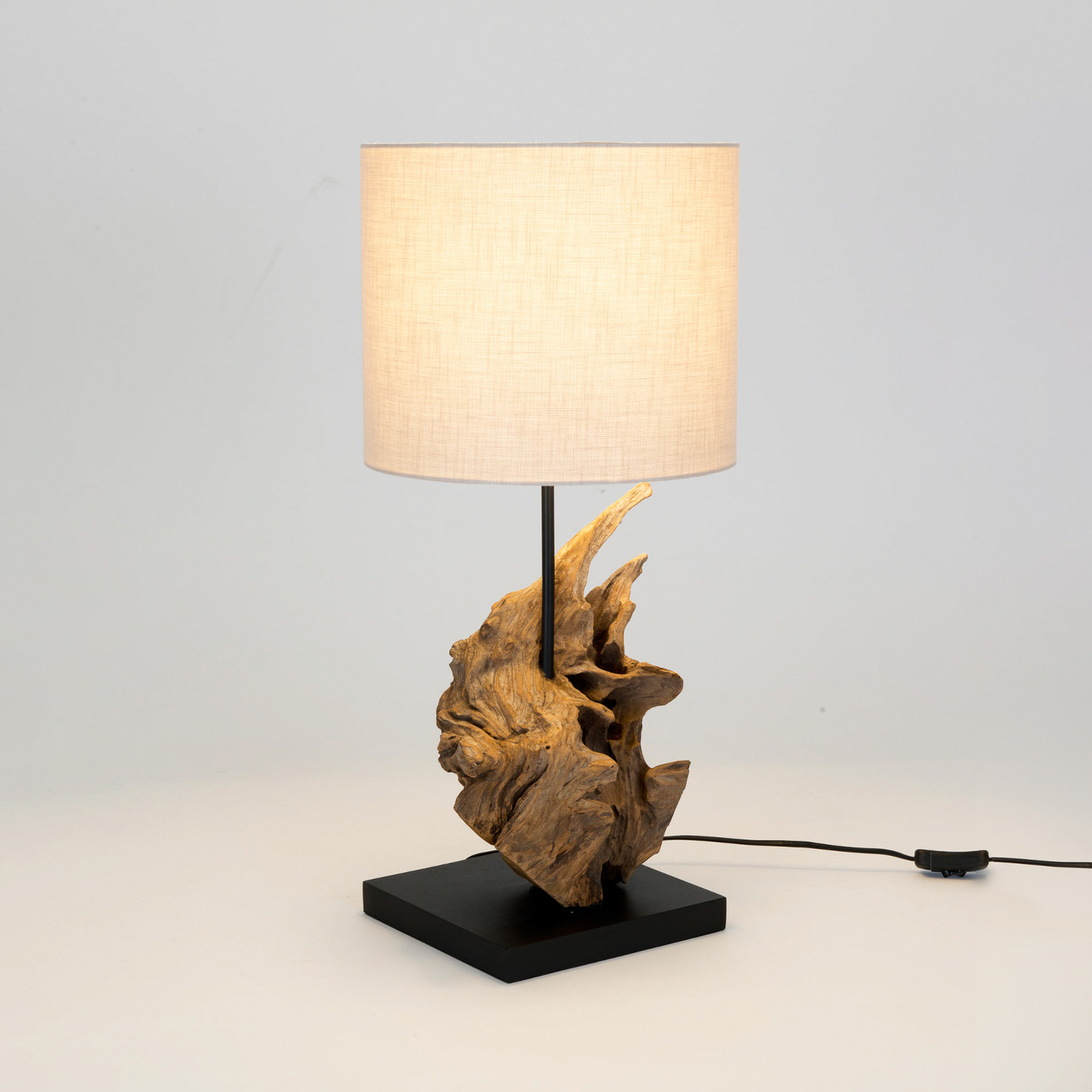 Lampe à poser Filicudi, beige/bois, hauteur 60 cm, lin