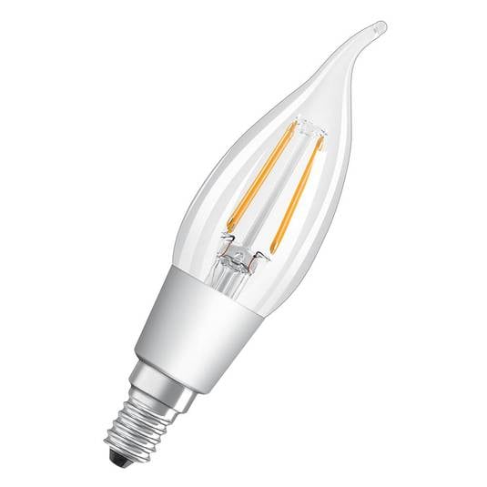 Flame tip LED bulb E14 4W, warm white dim clear