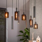 Pendelleuchte Sepiora, braun, Glas, 9-flammig, E27/GU10