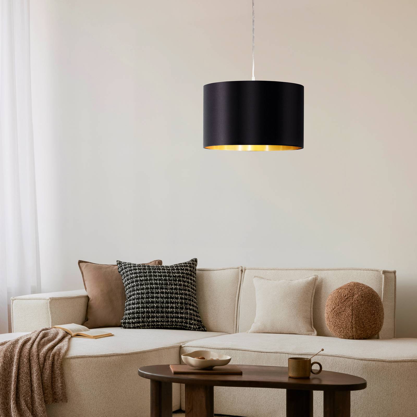 Textil-Hängeleuchte Lecio, 38 cm, schwarz günstig online kaufen