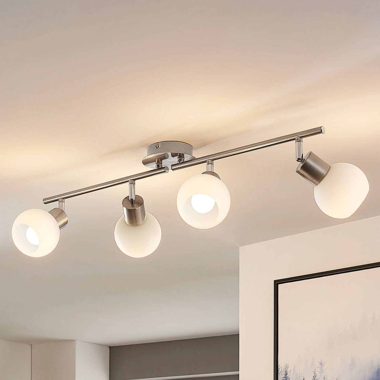 Wielopunktowa lampa sufitowa LED ELAINA, nikiel
