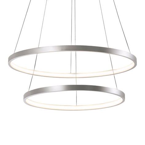 LED-Pendelleuchte Circle silber, zweiflammig
