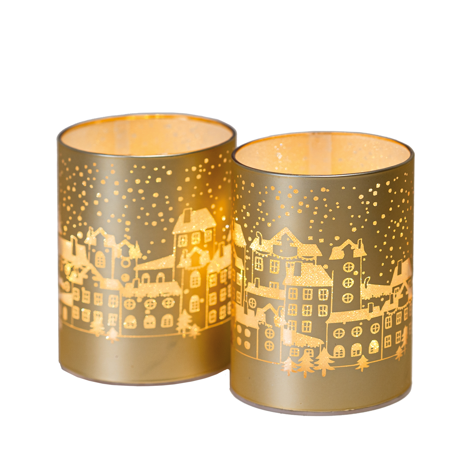 Dekoratívna sviečka LED Ava Town set of 2, zlatá