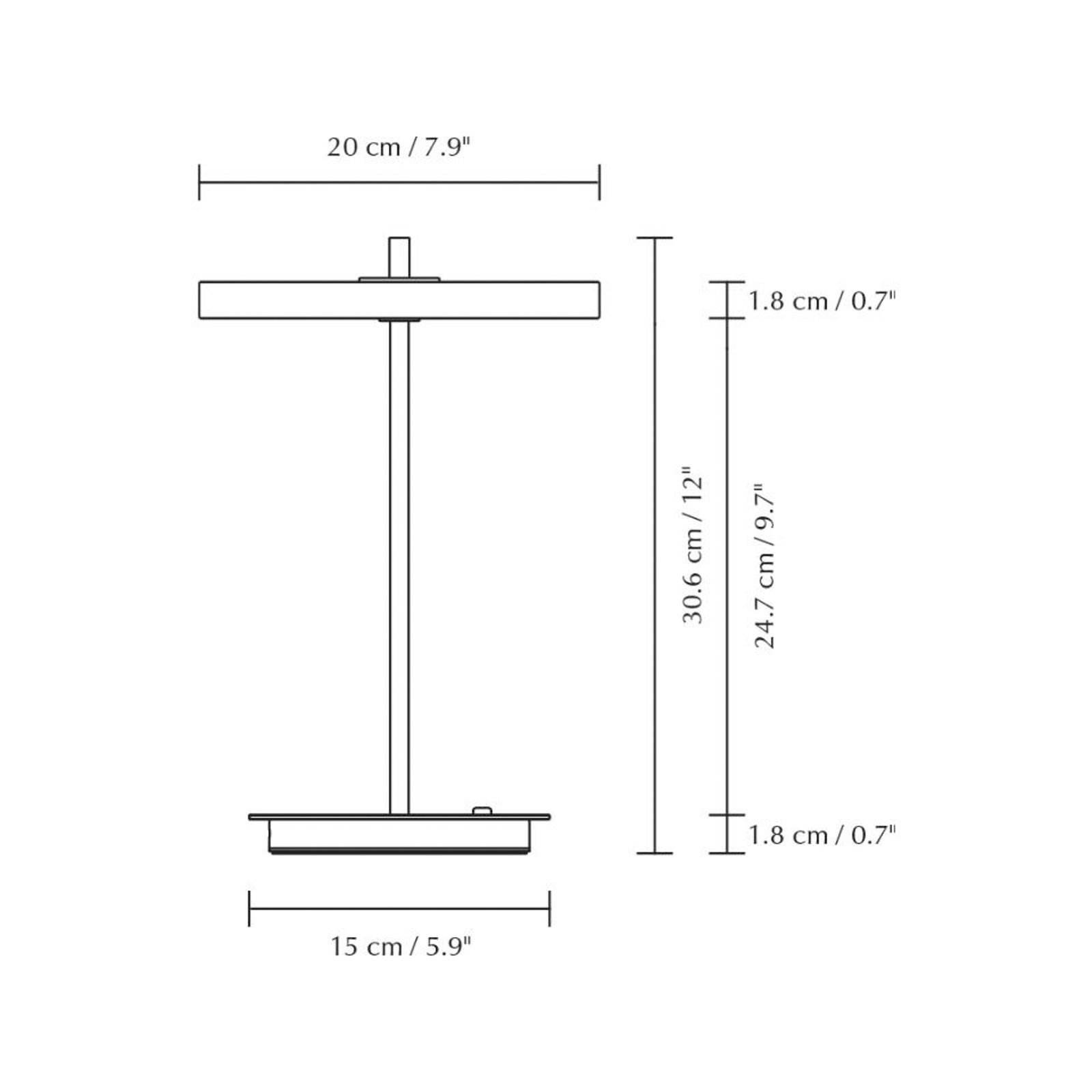 UMAGE Lampă de masă LED reîncărcabilă Asteria Move alb perlat/negru 31cm