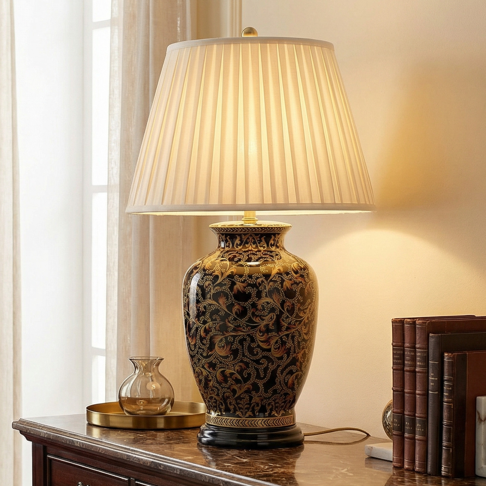 Lampă de masă Morris cu bază din porțelan