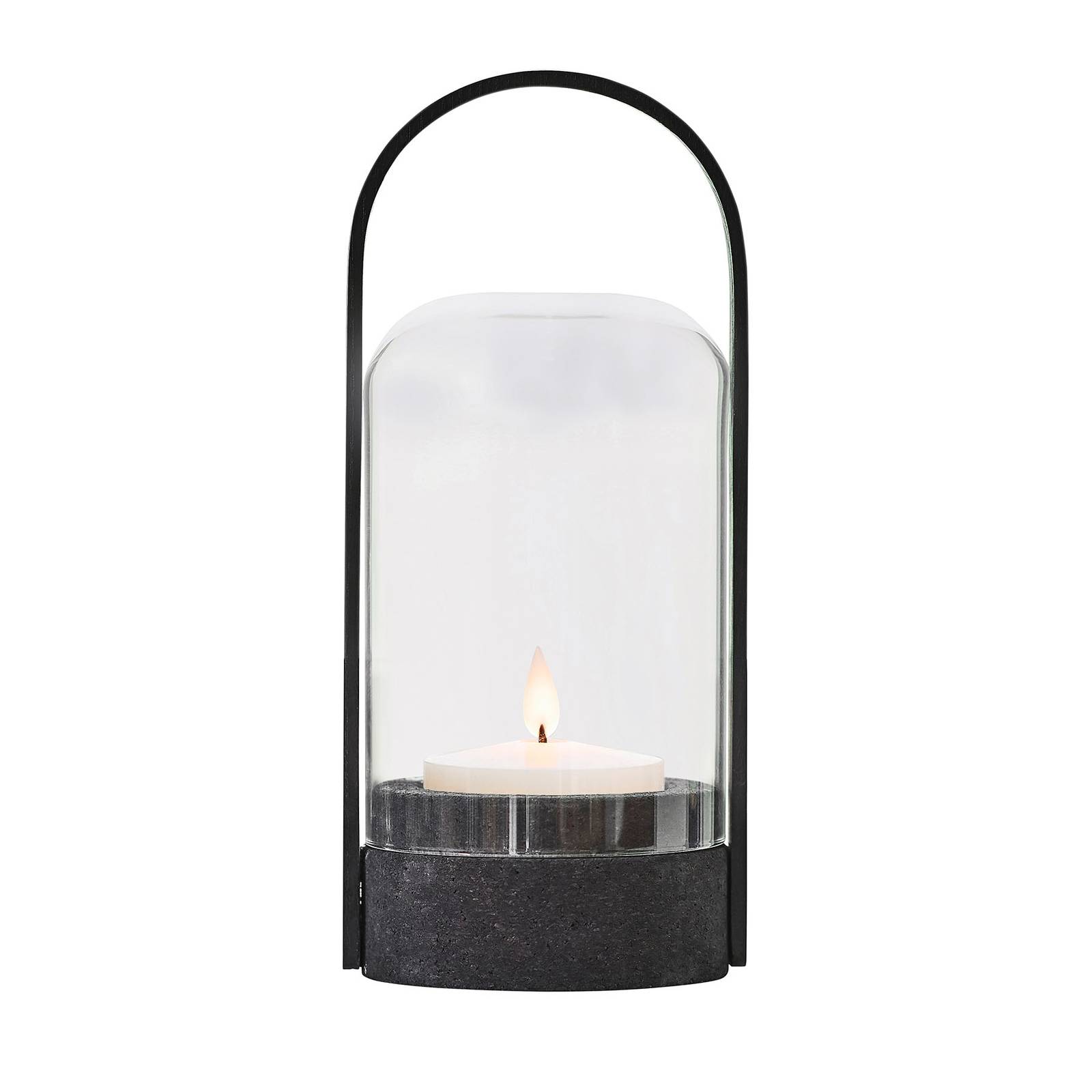Le Klint LE KLINT Candle Light LED lantern, black, for Living / Dining Room, cork, glass, wax, H: 27 cm