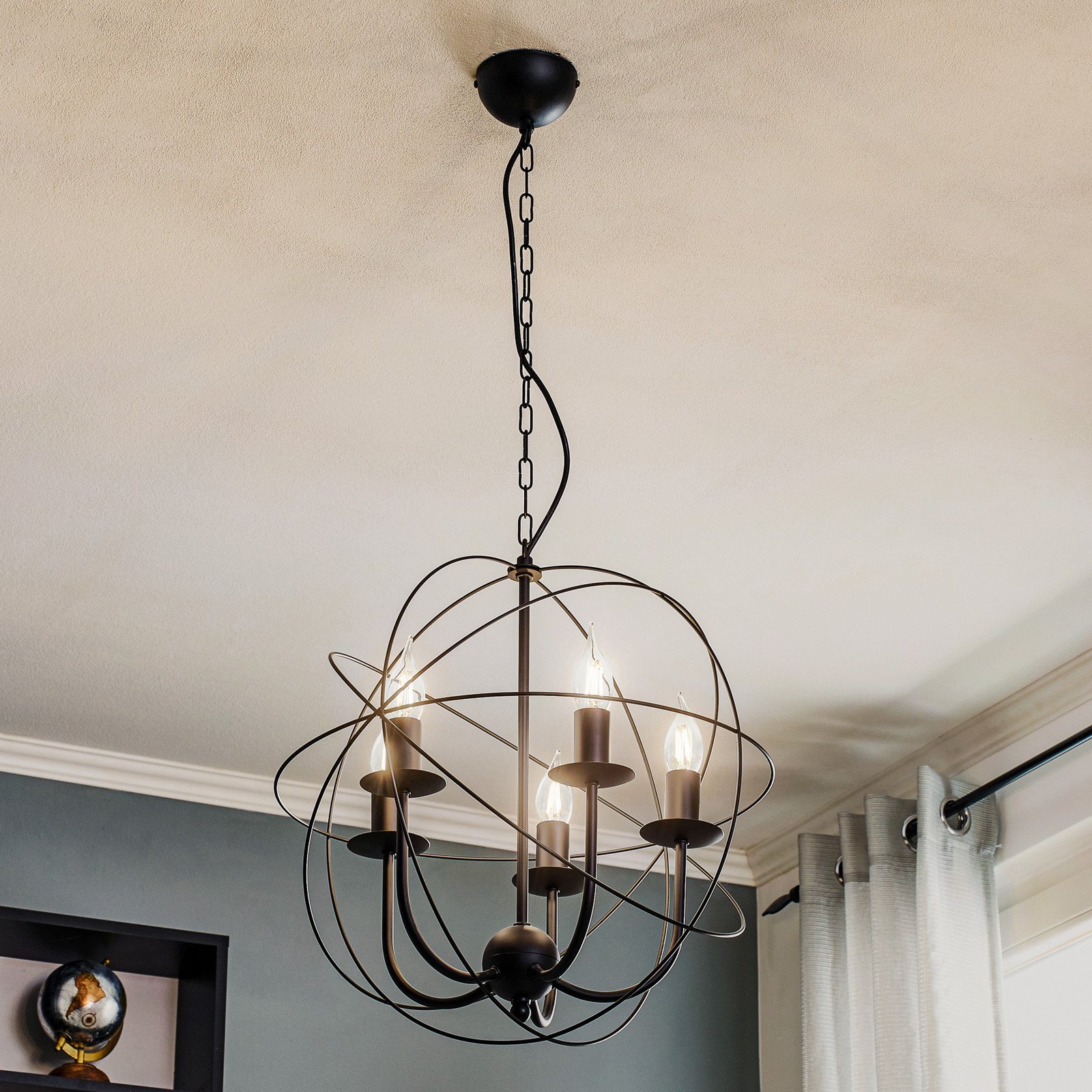 Luminex Candelabru Globe cu 5 becuri negru - Camera de zi / sufragerie - Modern - Metal