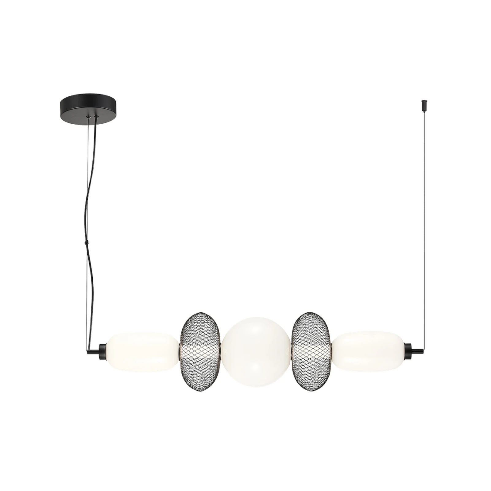 LED pakabinamas šviestuvas „Arame“, juodas/baltas, stiklas, ilgis 93,5 cm