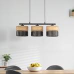 Nicol hängande lampa, svart/trä-effekt, 70x20 cm 3-ljus 3 x E27