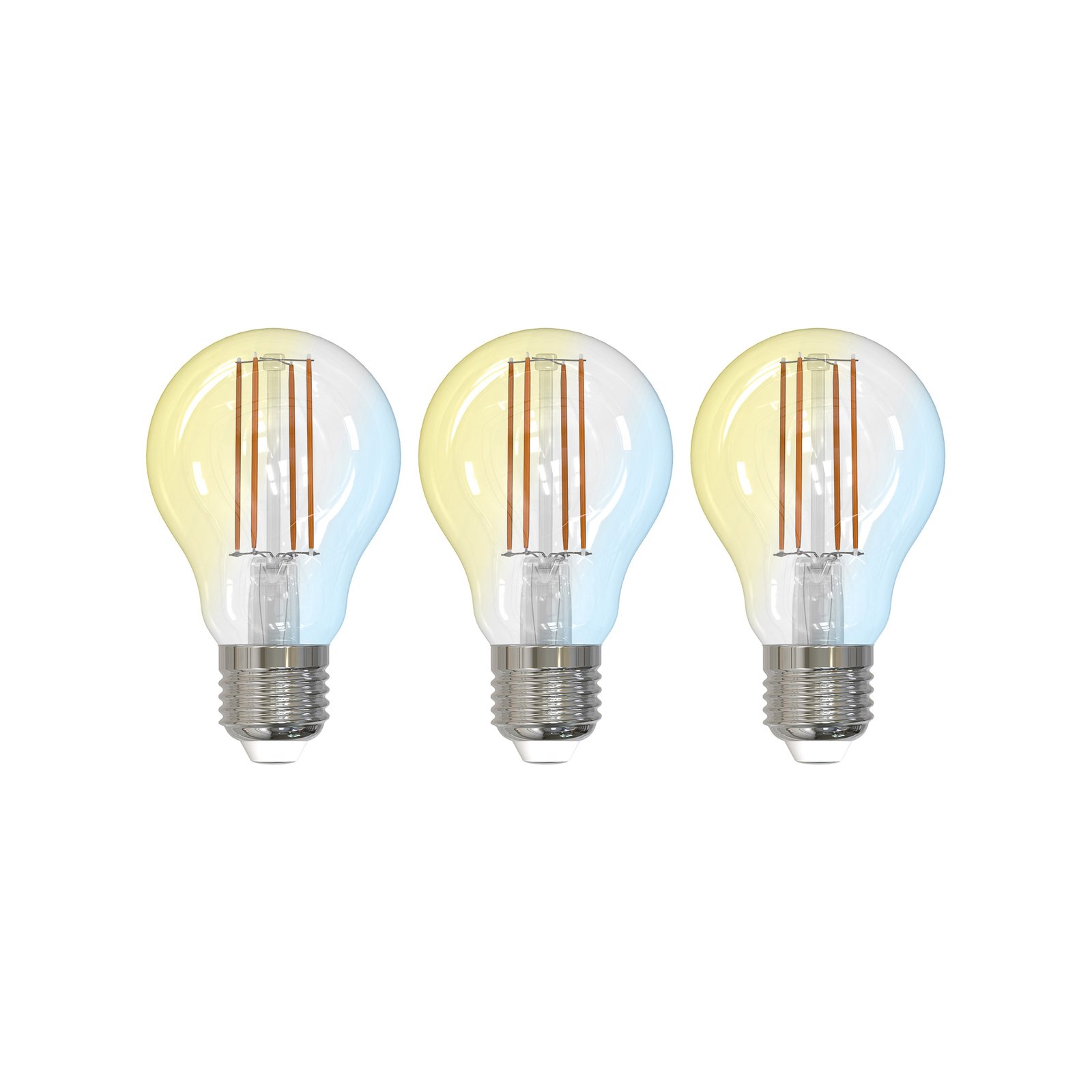 LUUMR Smart LED-Leuchtmittel 3er E27 A60 7W CCT klar Tuya