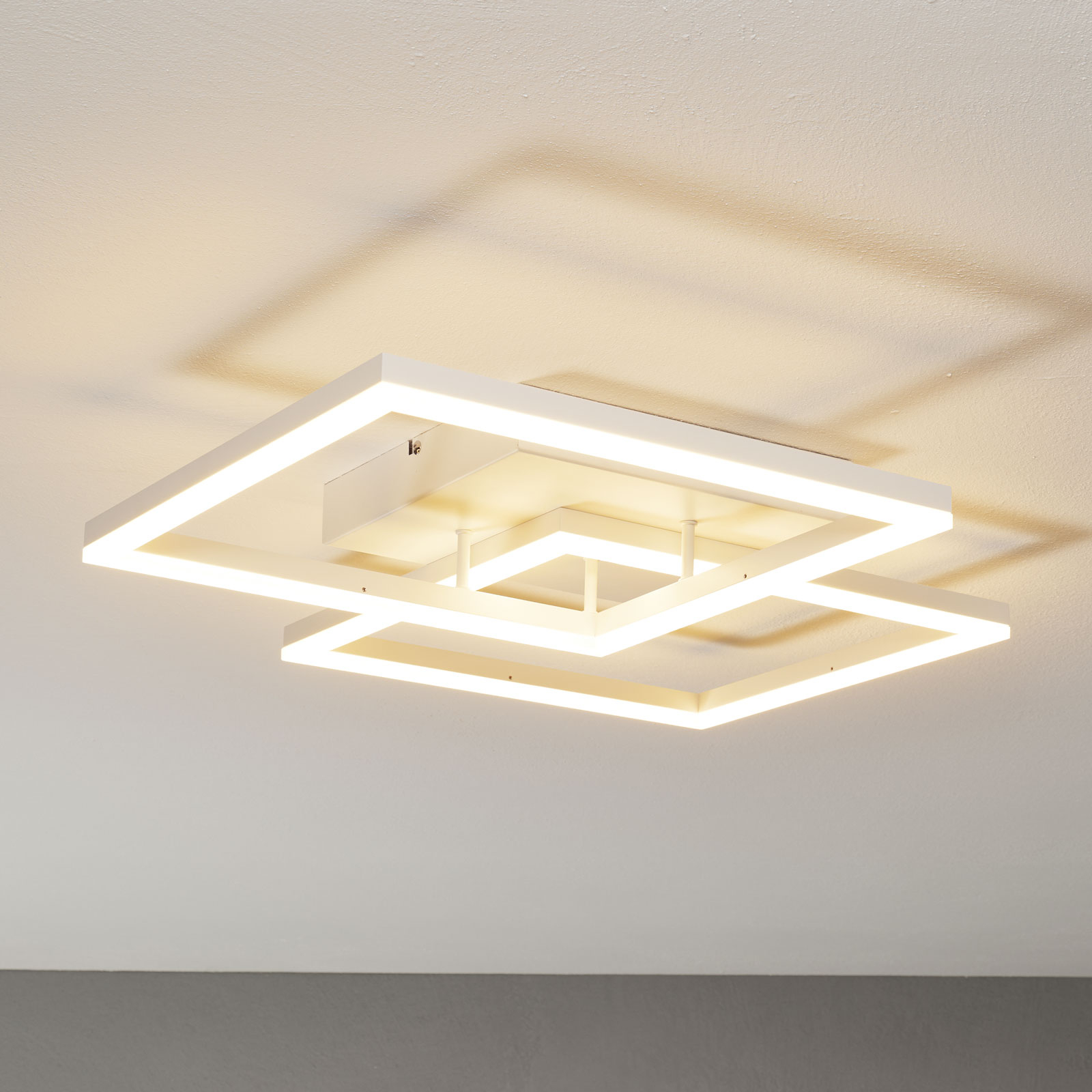 Fabas Luce Modern LED ceiling lamp Bard in white, for Living / Dining Room, aluminium, plastic, 52 W, energy efficiency: A+, L: 65 cm, W: 65 cm, H: 11 cm