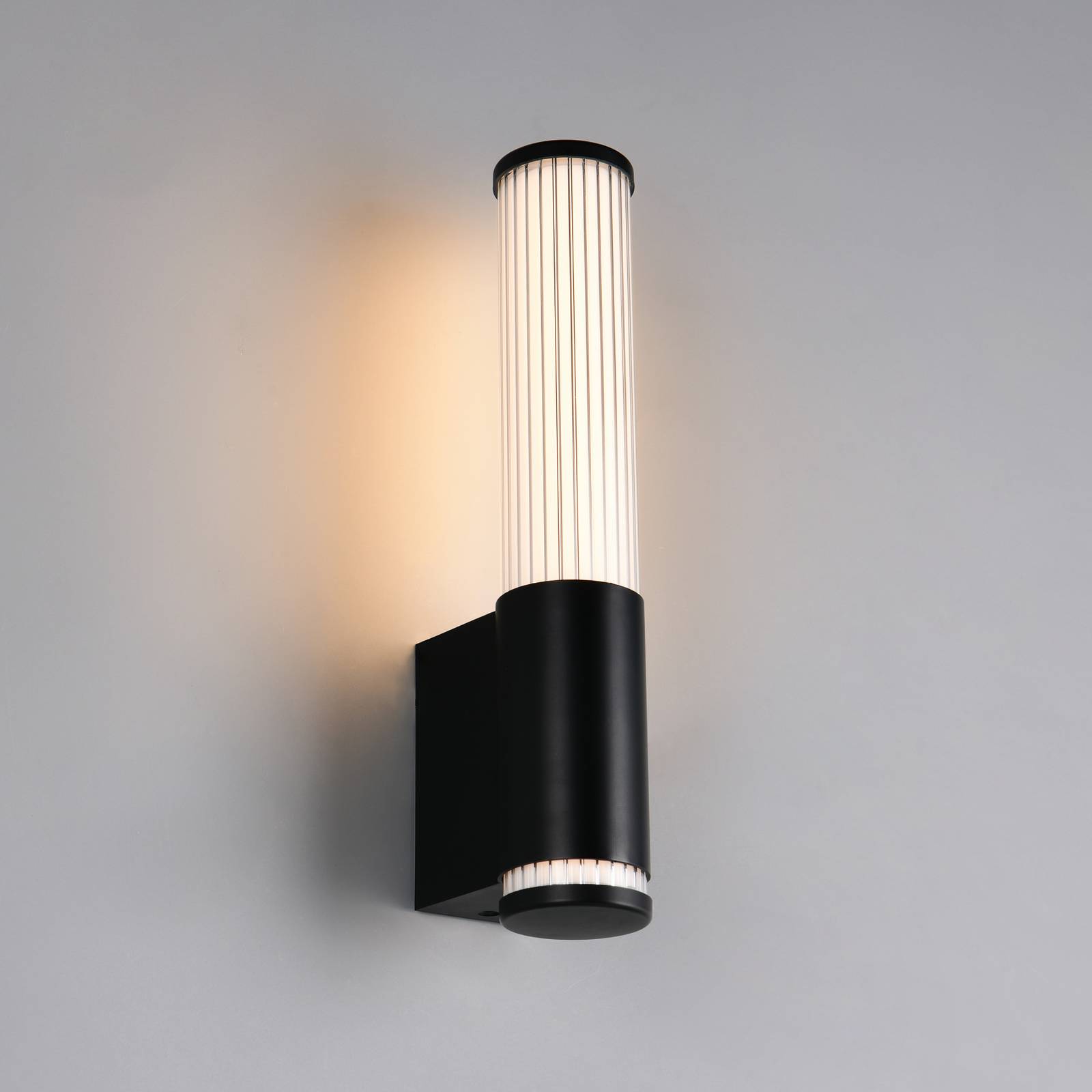 Trio Lighting LED wandlamp Stefano, matzwart, hoogte 29 cm, metaal, IP44