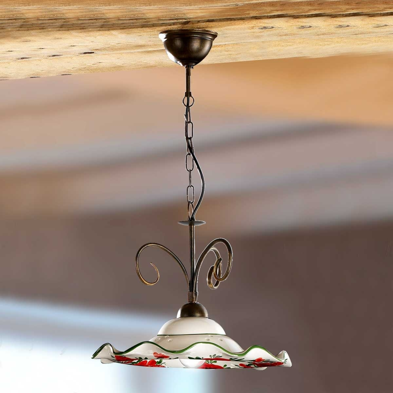 Prachtige hanglamp ROSOLACCI met keramieken kap.