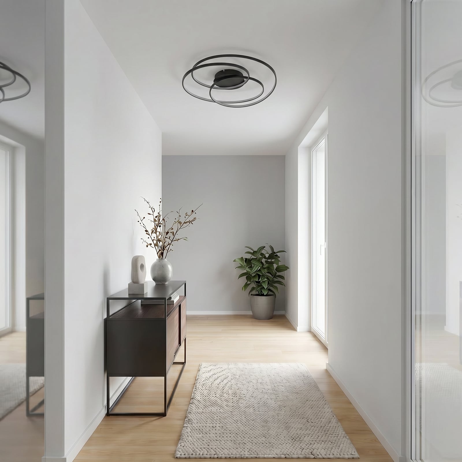 Lindby LED-loftlampe Kateryna, sort, Ø 60 cm, dæmpbar