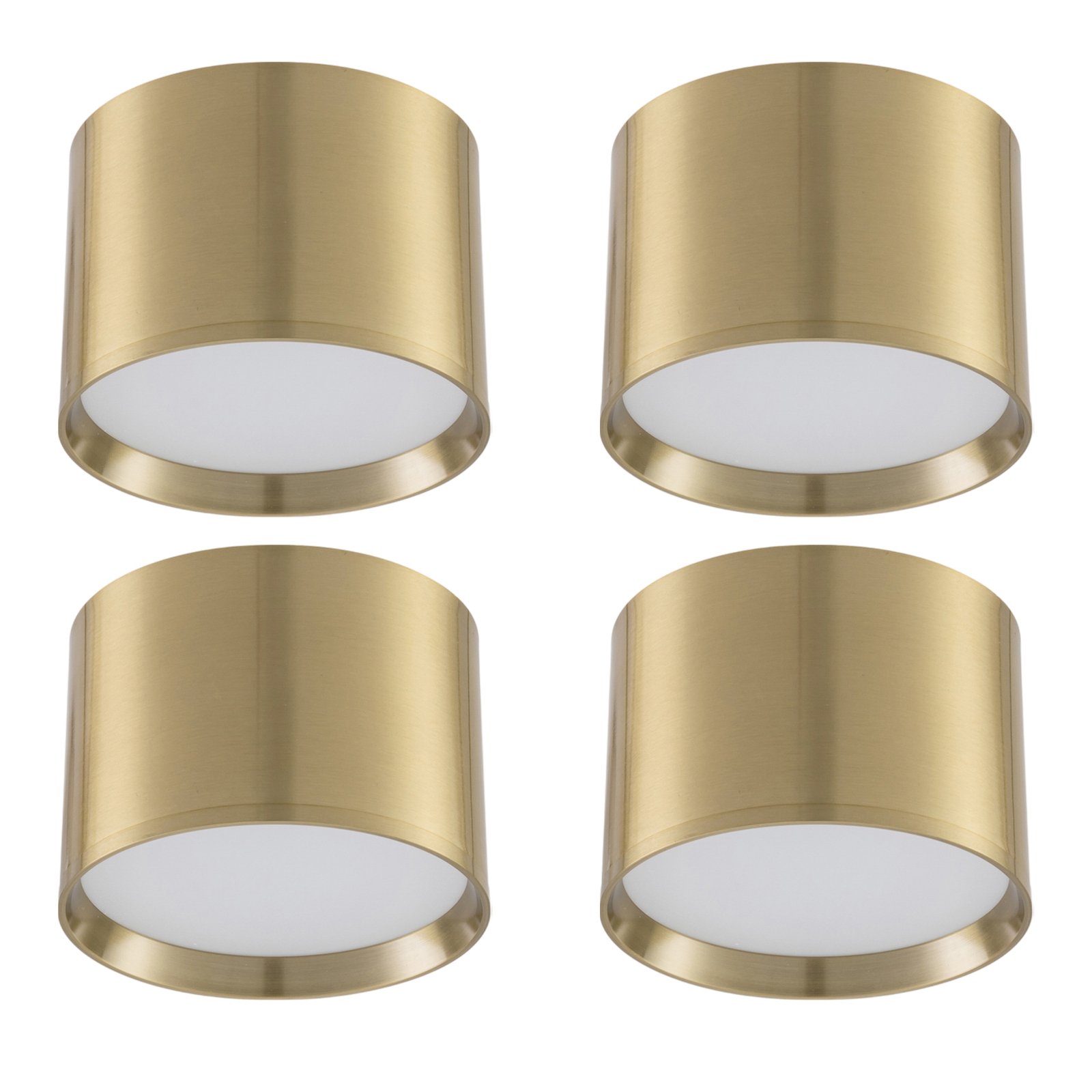 Lindby LED spotlight Nivoria, Ø 12 cm, gold-coloured, set of 4