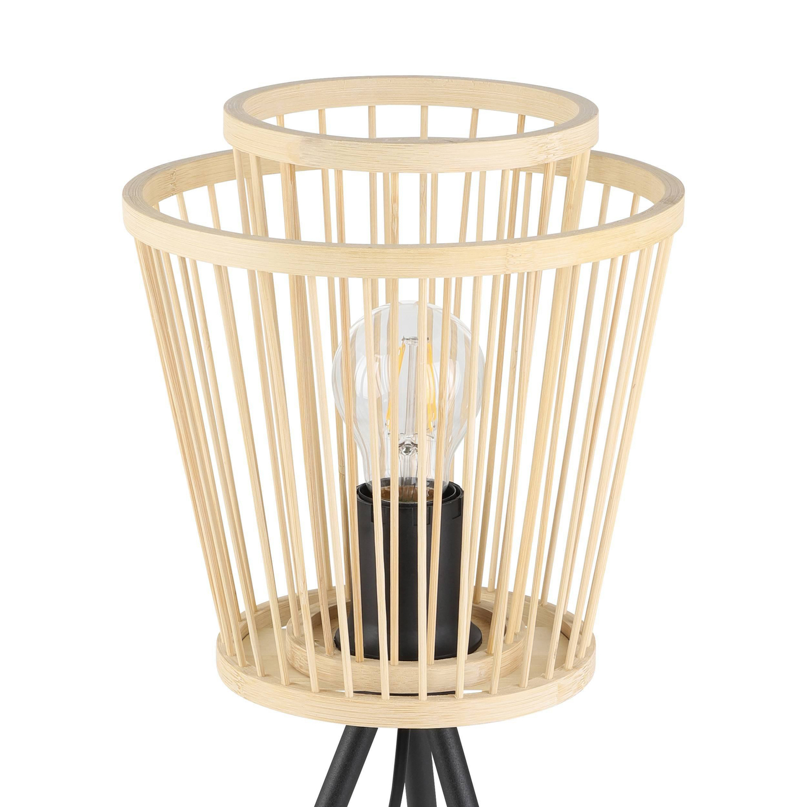 Hykeham bordlampe, højde 57 cm, natur/sort, bambus