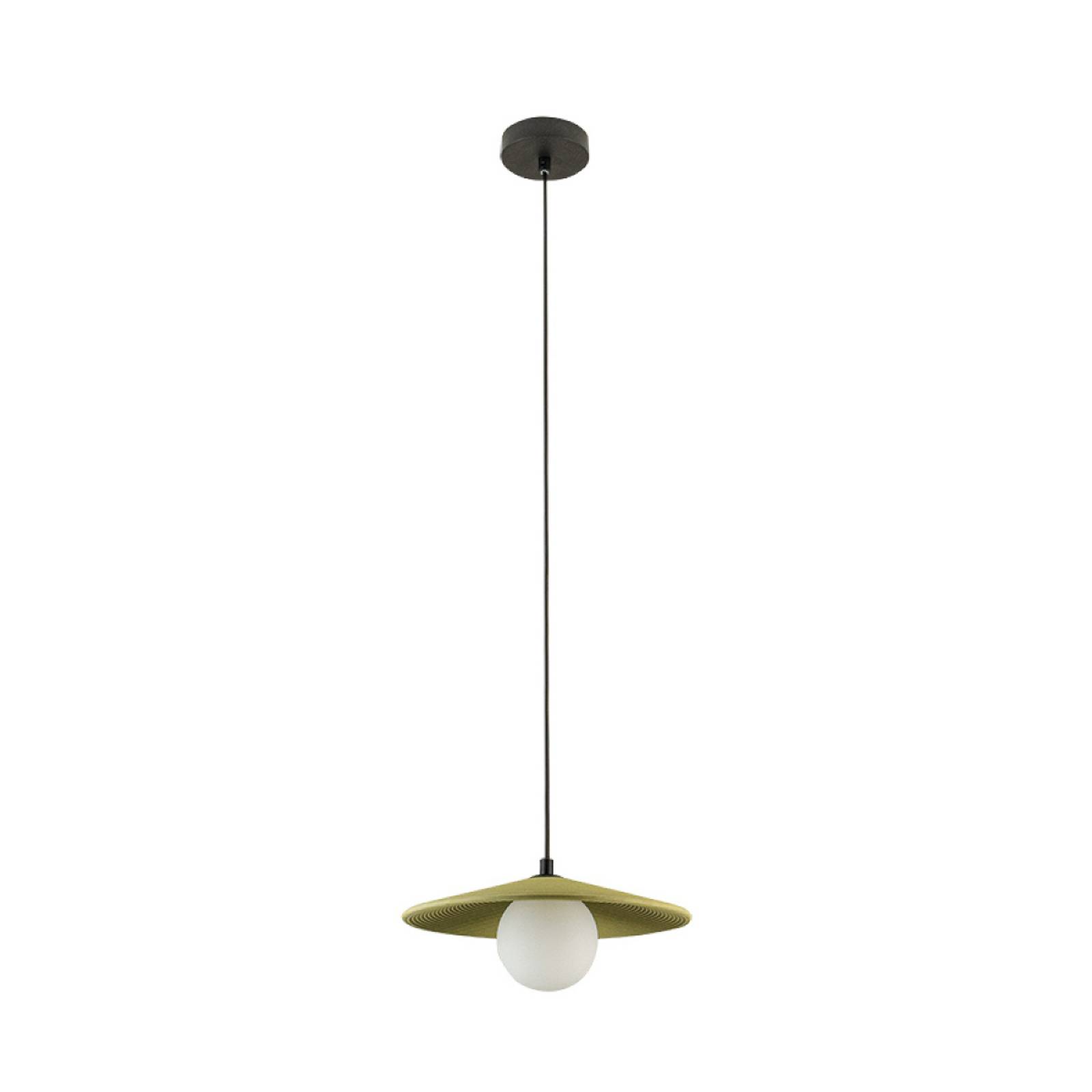 Hängeleuchte 2597, olivgrün, Ø 29 cm, Ton/Glas, G9