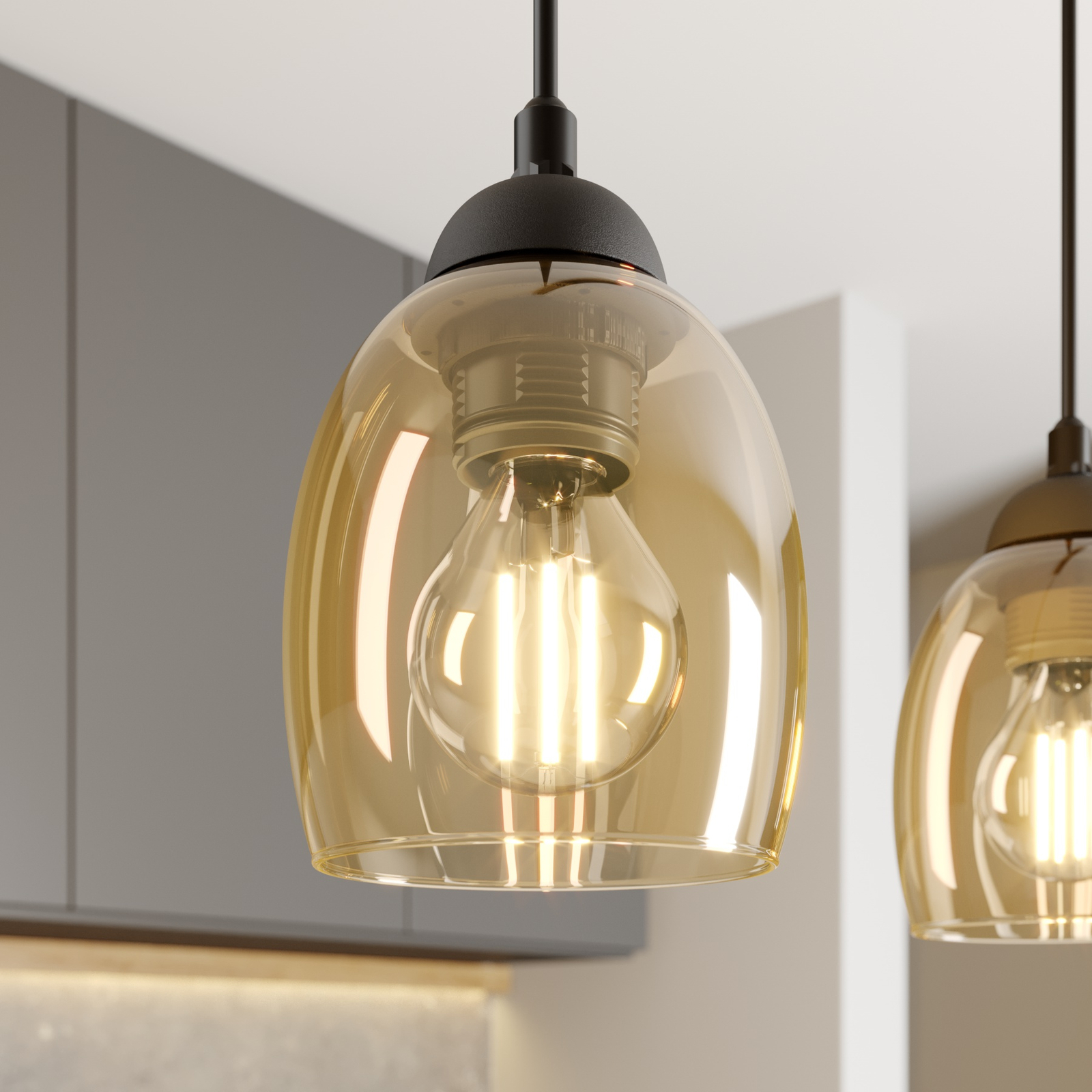 Hanging light Brillant 3-bulb amber