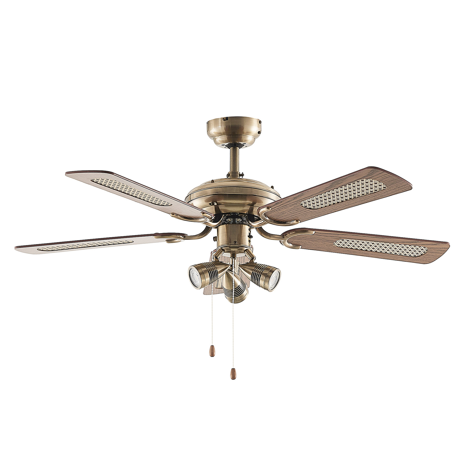 Lucande ceiling fan with light Anariki, quiet, brass