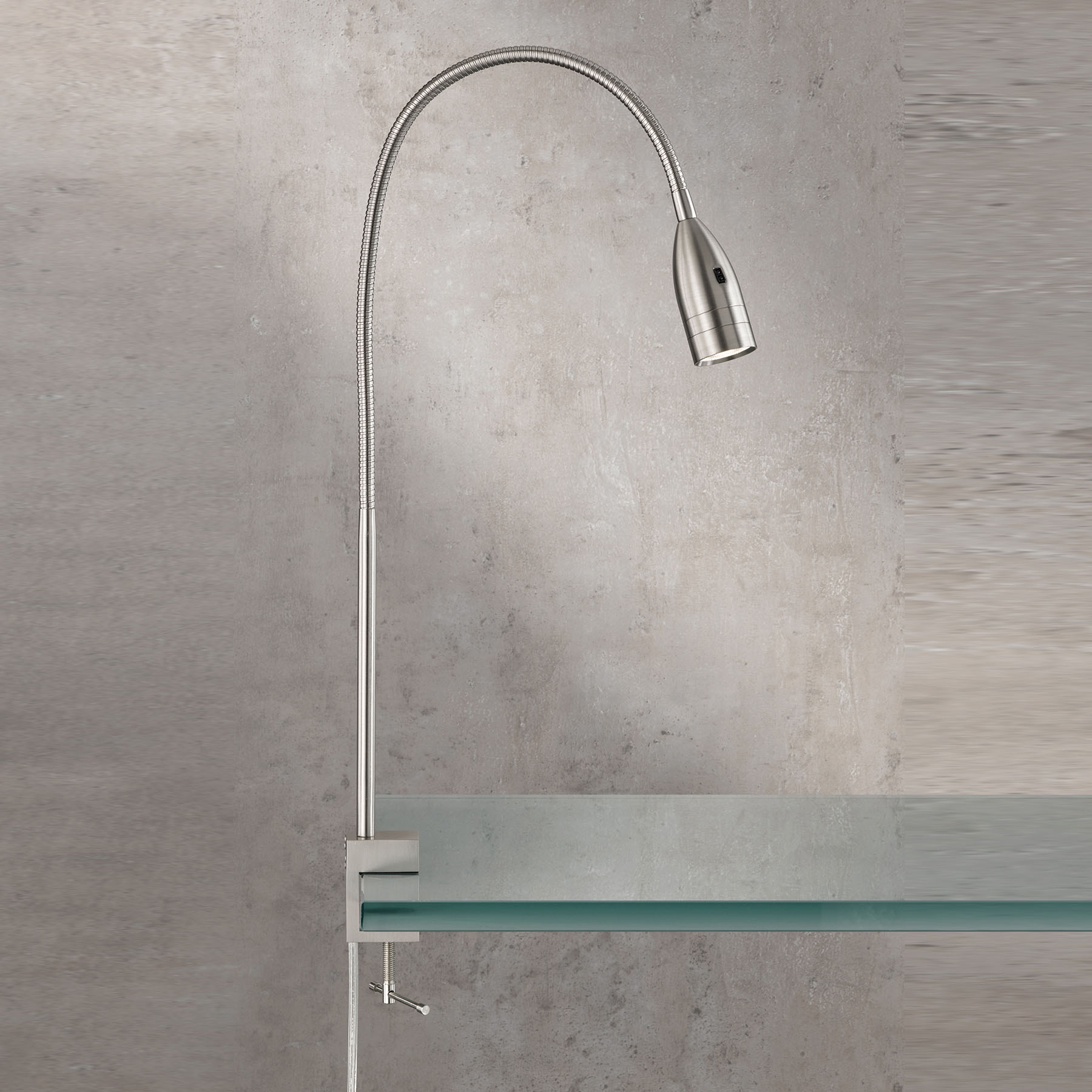 Fischer & Honsel Sten LED clip-on light, gesture control, for Living / Dining Room, metal, 5 W, energy efficiency: A+, W: 4 cm, H: 60 cm