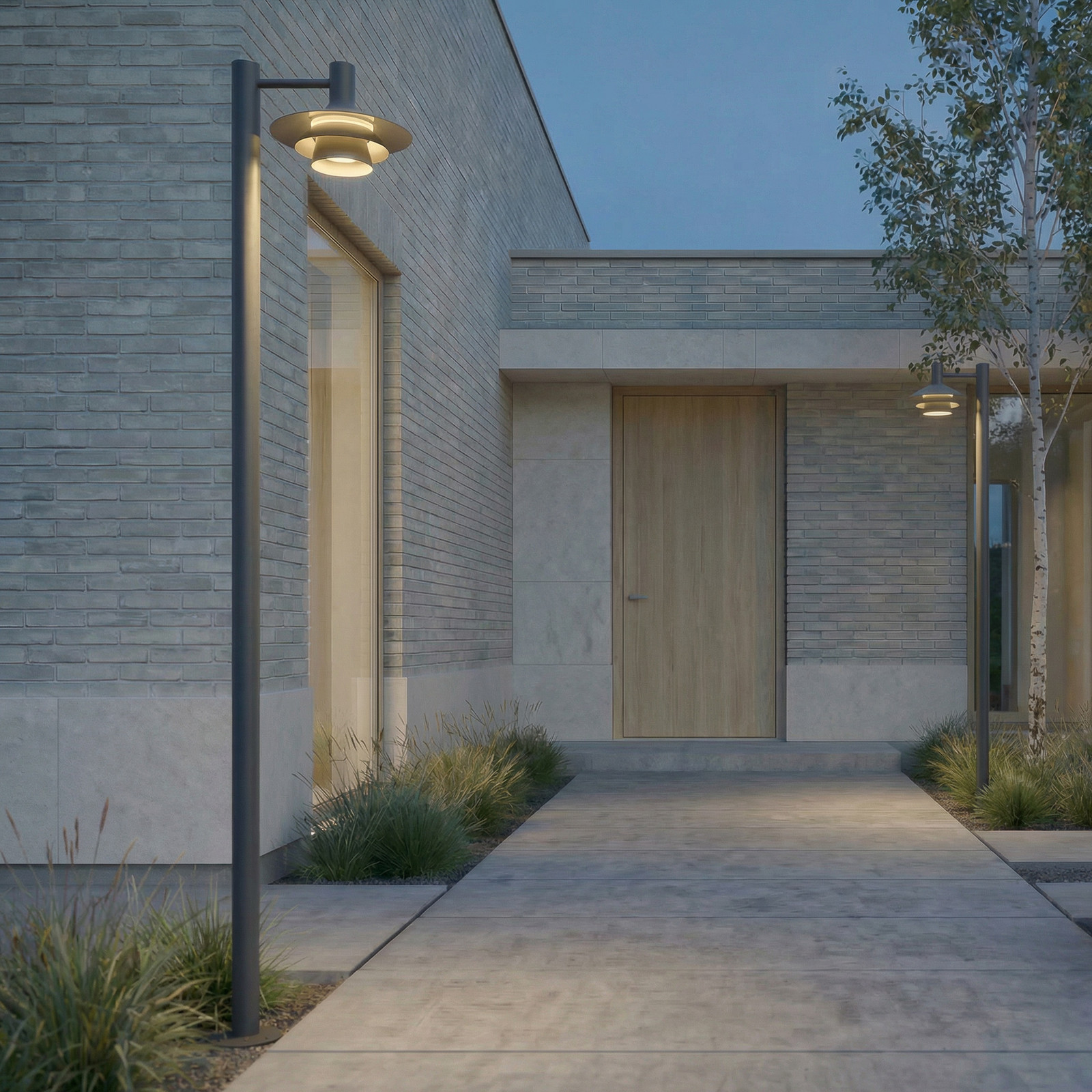 Lampă de exterior cu LED Lucande Montaro antracit 220 cm IP54 - Modern - antracit alb - Aluminiu