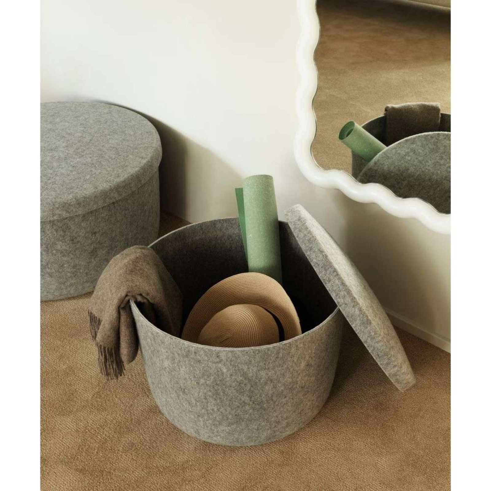 Hide Storage Pouf Large Grey - Normann Copenhagen