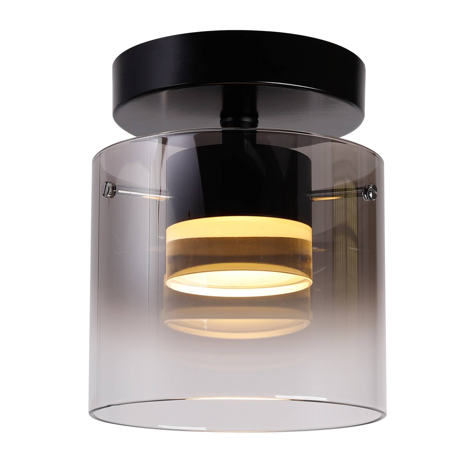 Image of Salerno plafonnier LED, 2 700 K, à une lampe, noir 8718379038501