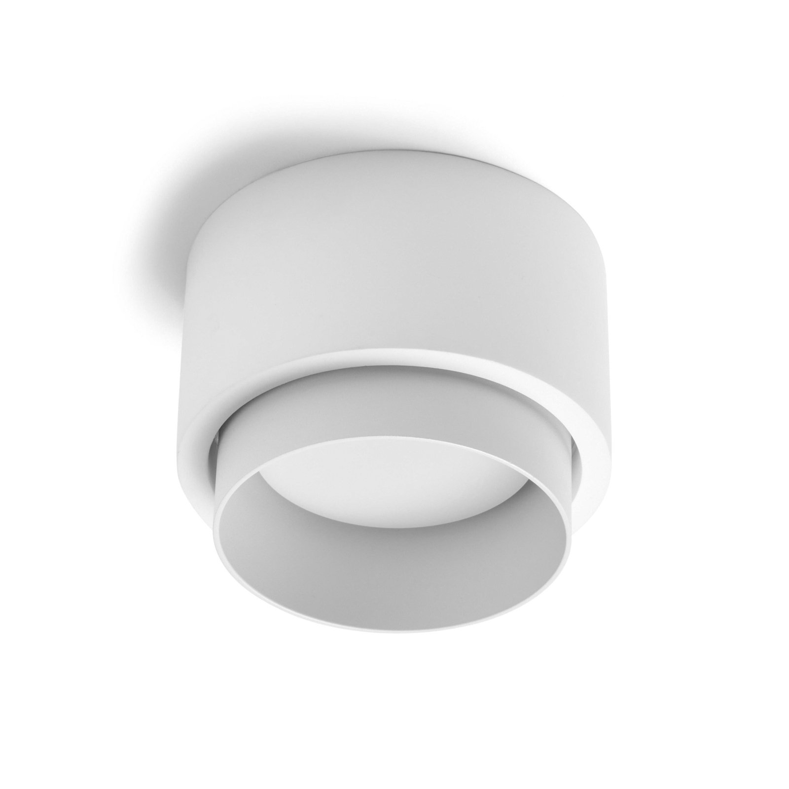 Syme ceiling light, white, round, Ø 11 cm, plaster, GX53