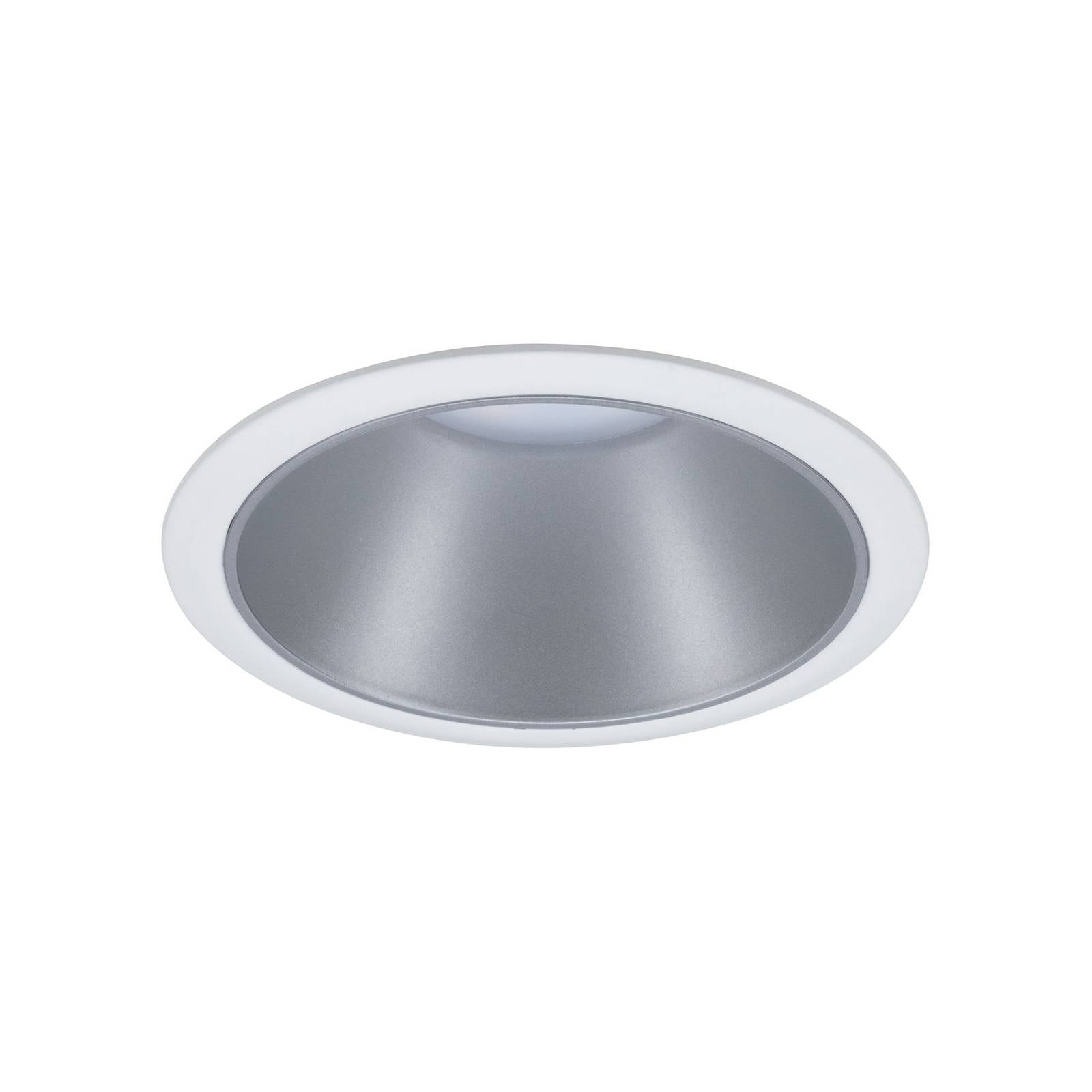 Paulmann 93409 LED Einbauleuchte Cole rund incl 1x6,5W dimmbar Einbaustrahler Weiß, Silber Einbaulampe Kunststoff, Alu Zink Deckenspot 2700K
