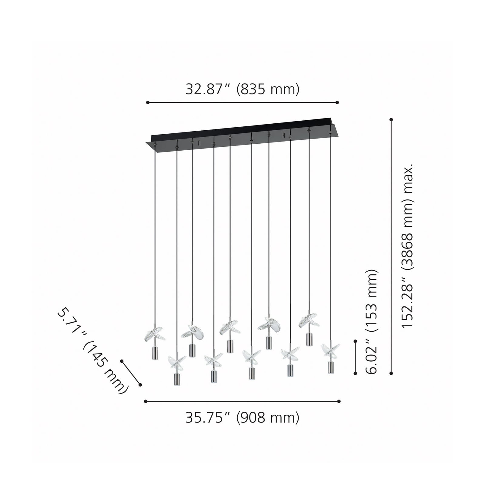 Suspension LED Stars of Light Comareira nickel 91 cm CCT